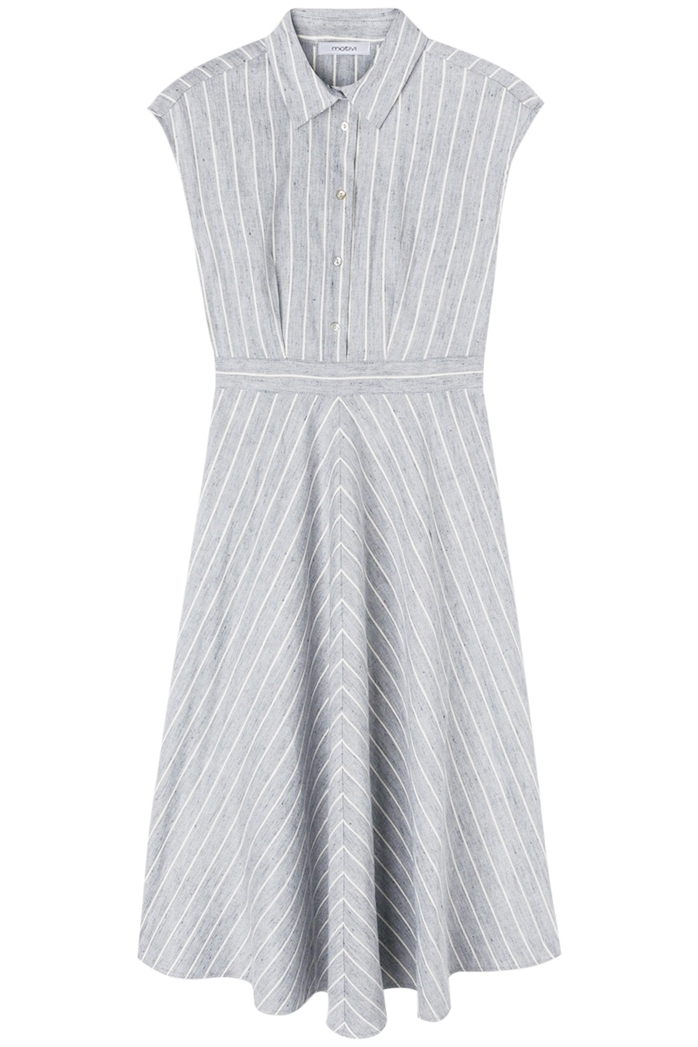 LINEN BLEND PINSTRIPE CHEMISIER DRESS GREY 3