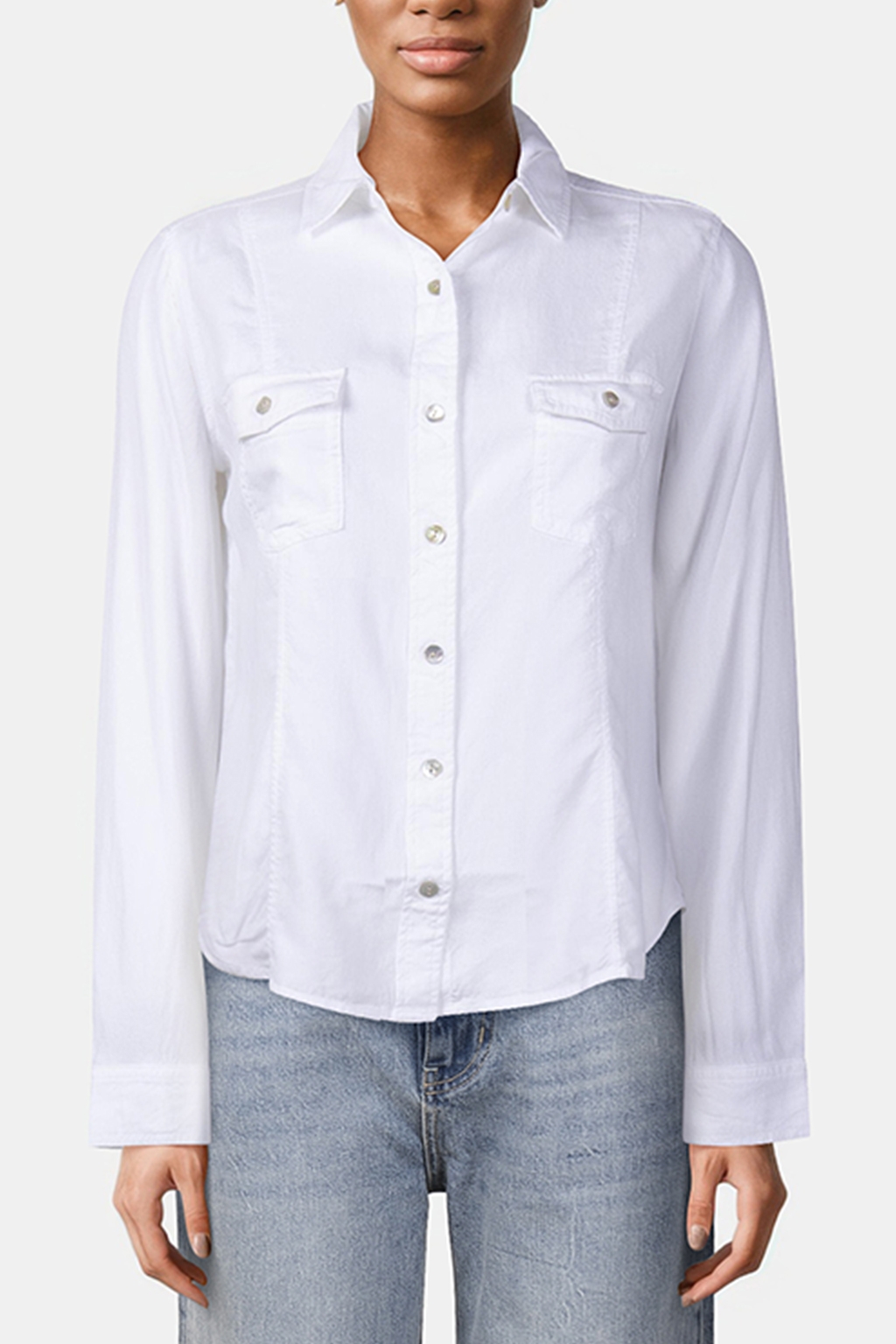 LONG SLEEVE SEAMED SHIRT WHITE 1