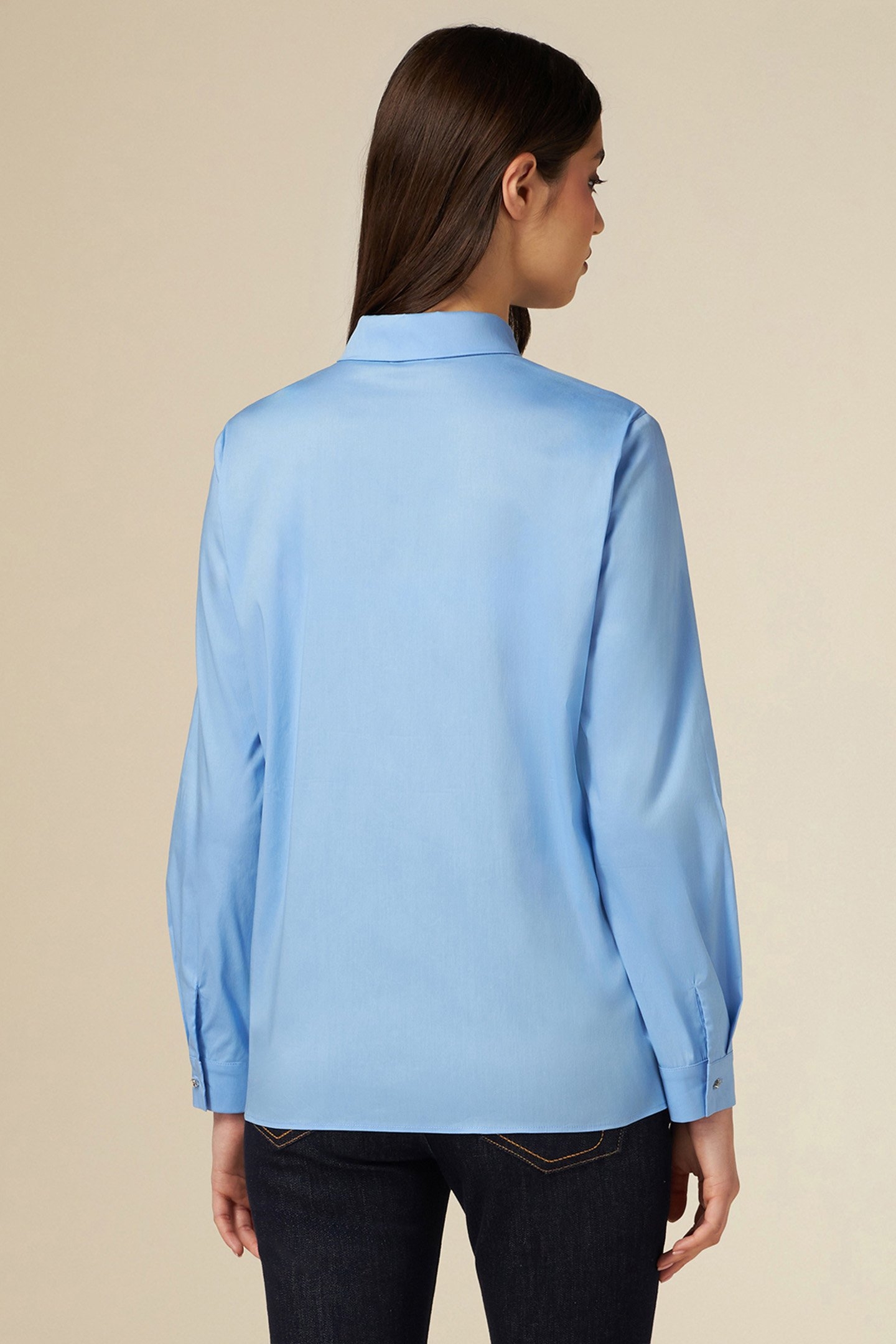 POPLIN SHIRT WITH EMBROIDERED STONE BLUE 2
