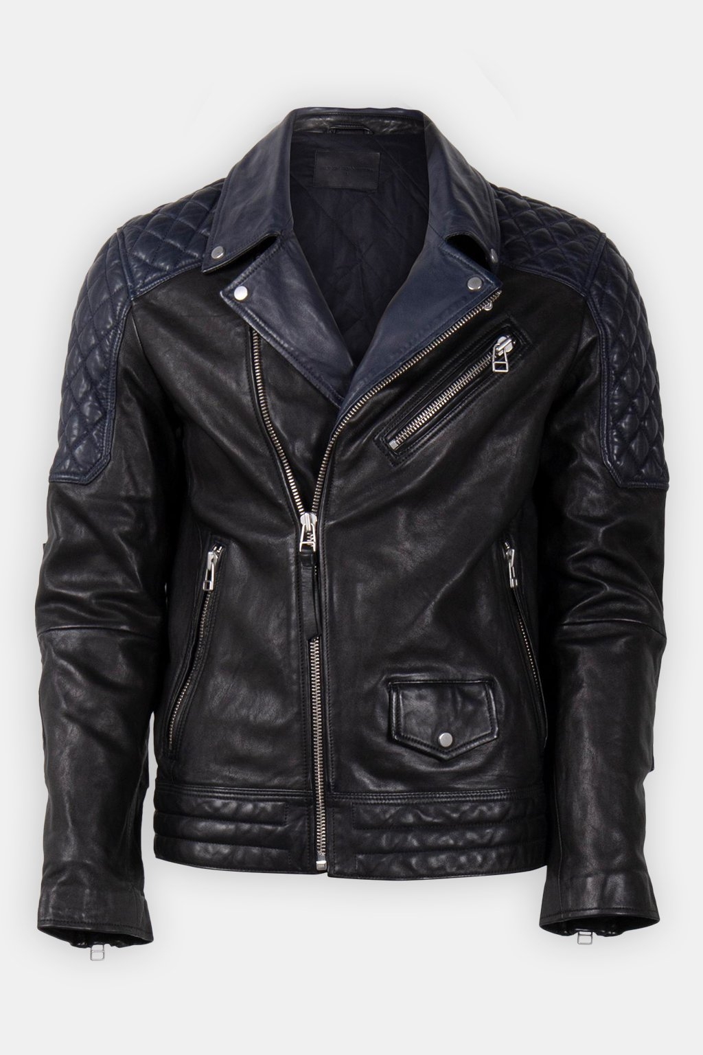 COLOUR BLOCK BIKER JACKET BLACK 3