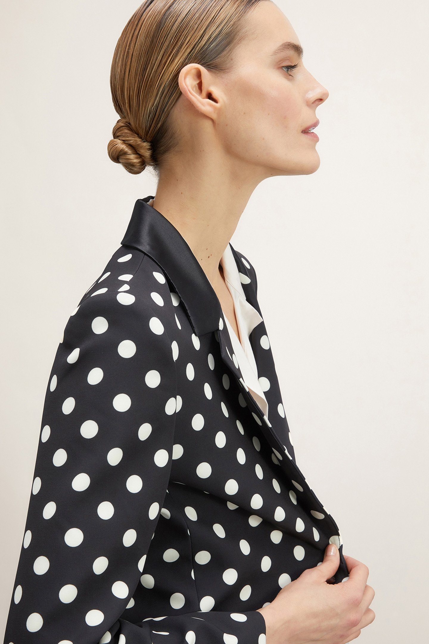 POLKA DOT-PATTERNED SINGLE-BREASTED BLAZER BLACK 5