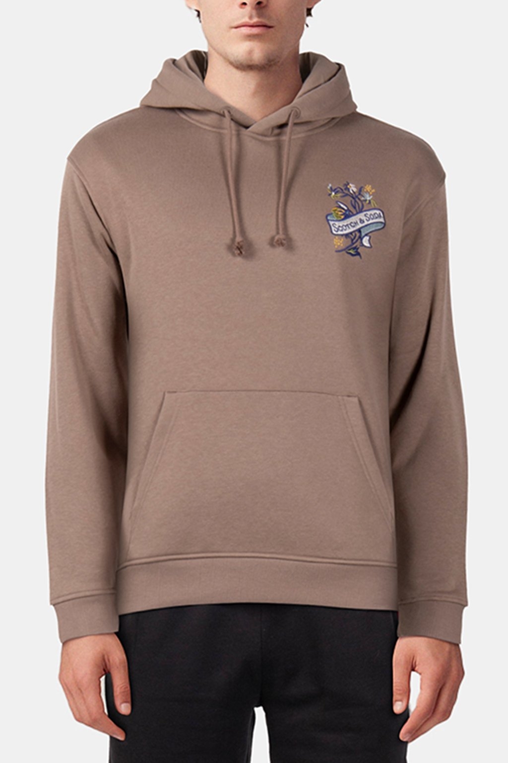 RELAXED FIT FLEECE GRAPHIC HOODIE CAPPUCHINO 1