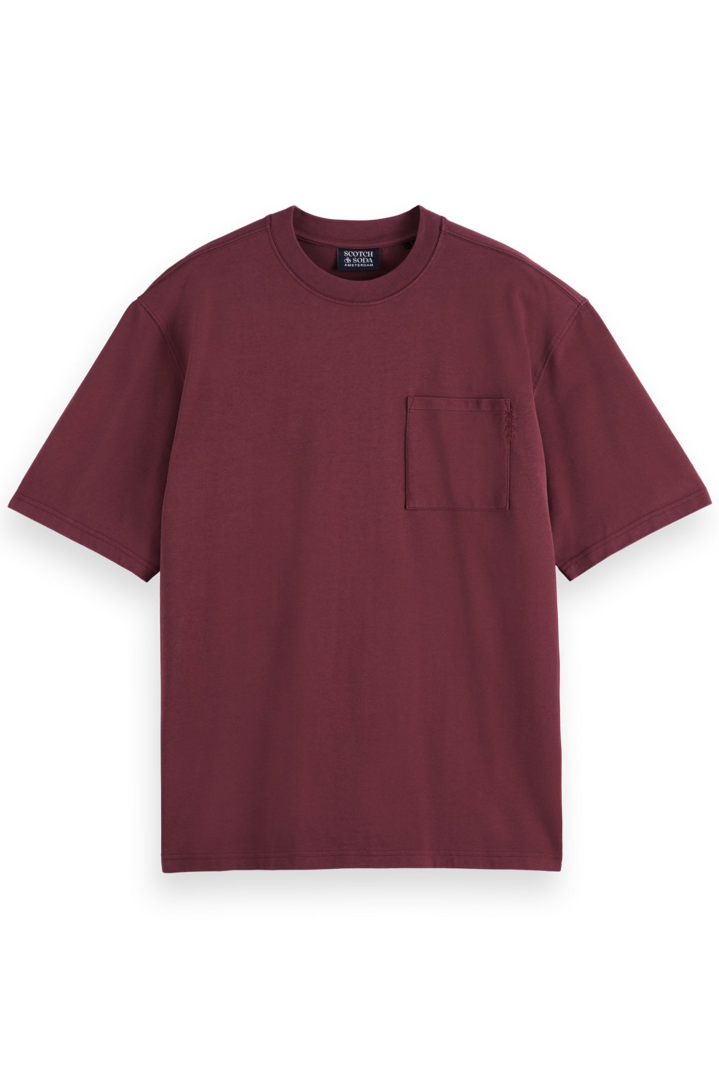3 CROSSES LOOSE FIT CHEST POCKET T-SHIRT WINE 4