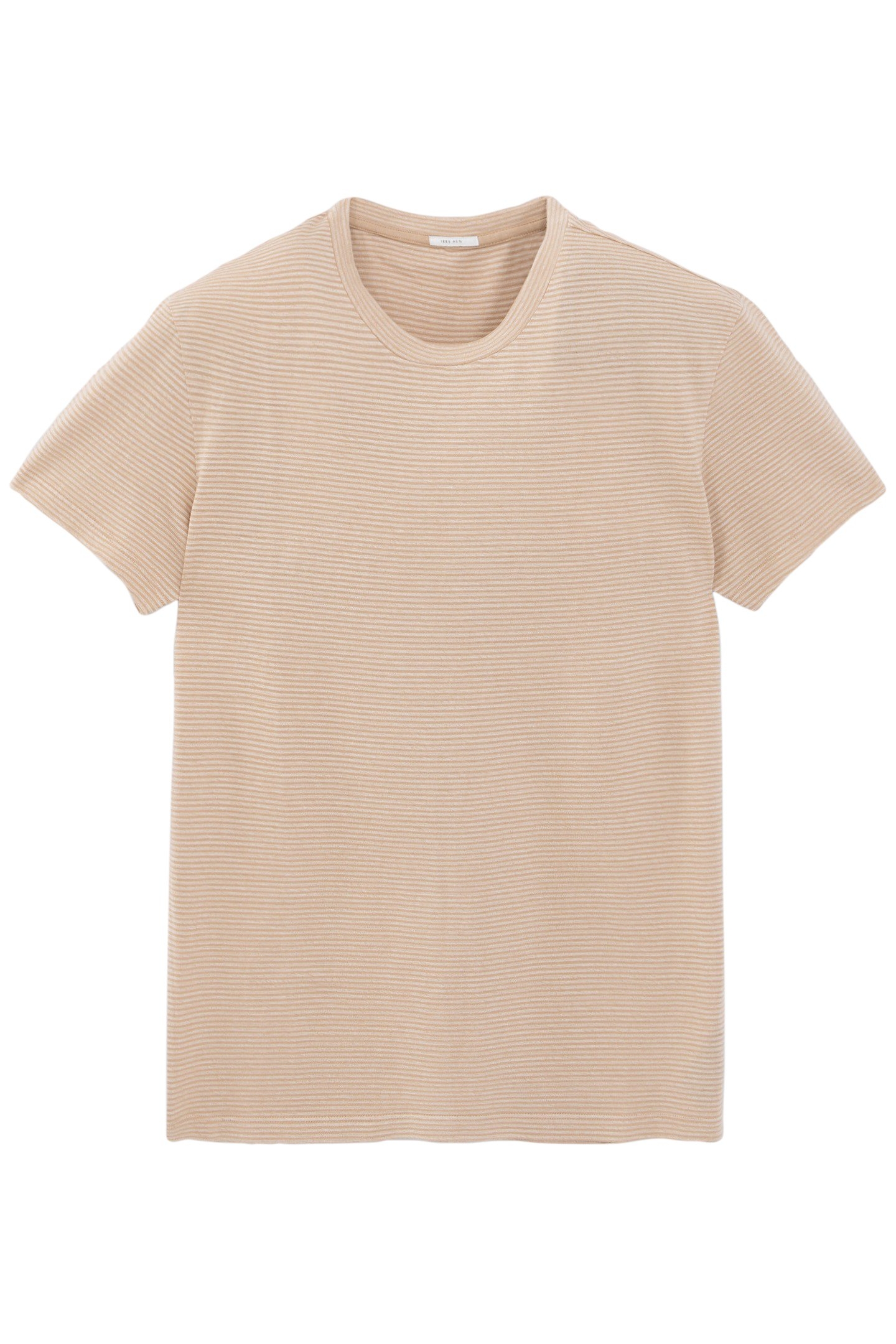 BEIGE ORGANIC COTTON THIN STRIPED T-SHIRT 4