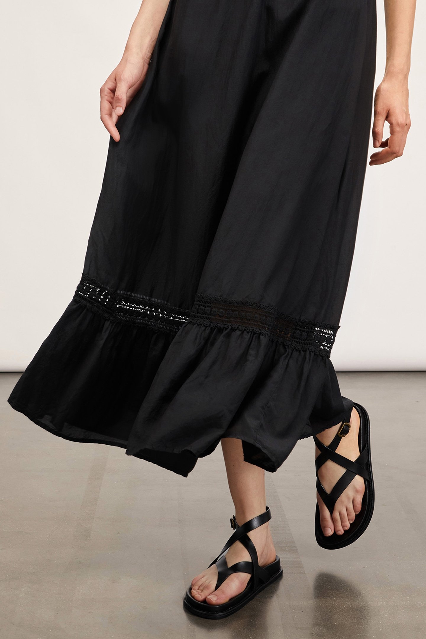 LONG SUMMER DRESS WITH FLOUNCE BLACK 5
