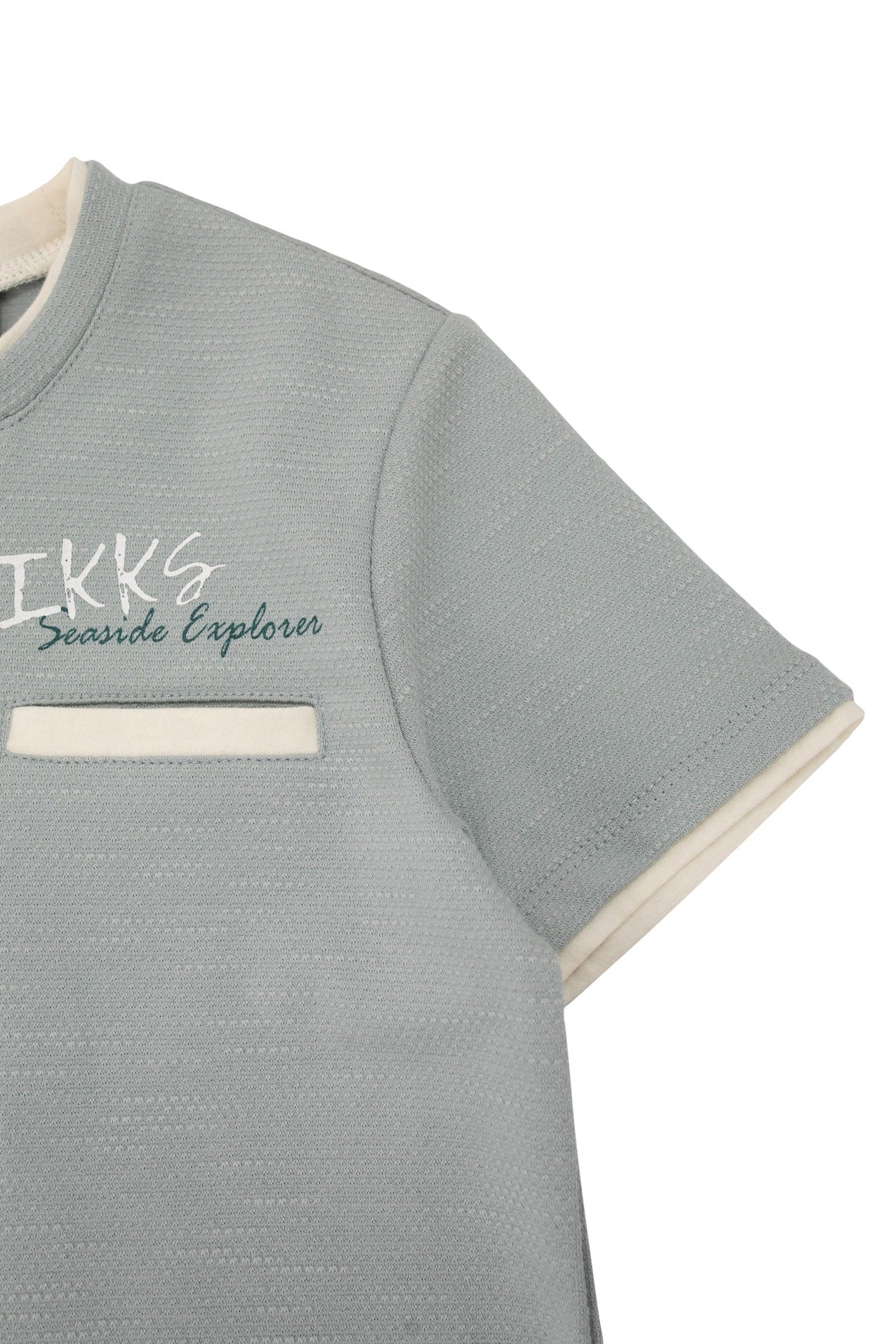 GREEN TROMPE_L'ŒIL T-SHIRT BOY'S COLLAR 3