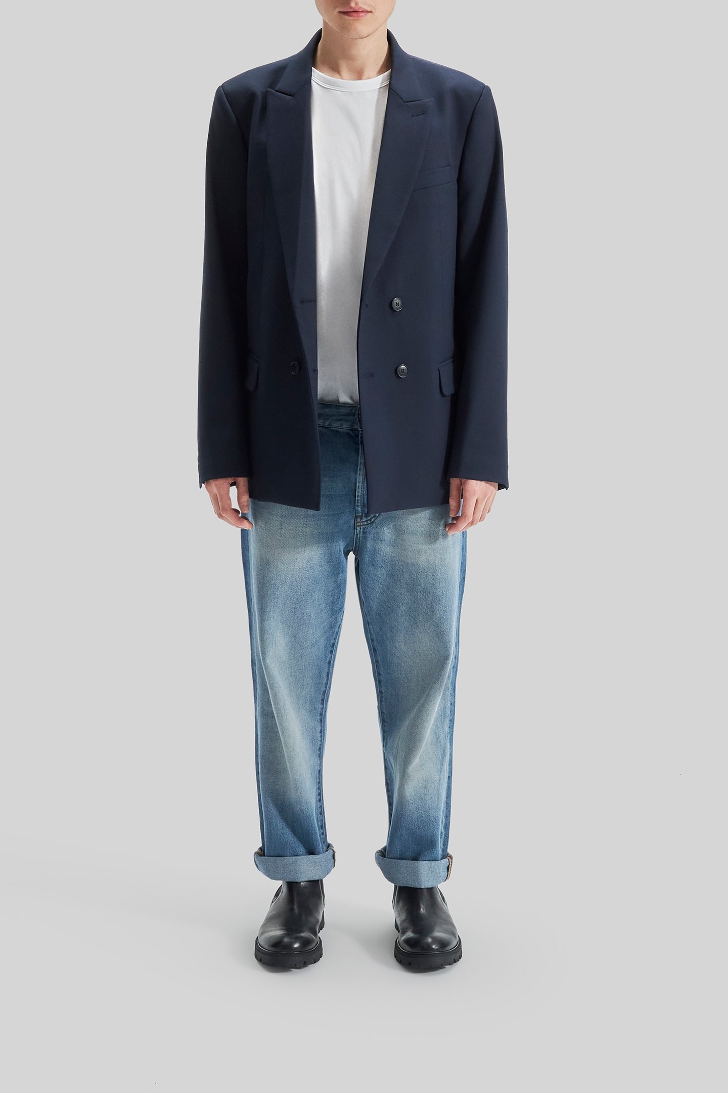 UNISEX NAVY DOUBLE-BREASTED GENDER FREE BLAZER 2