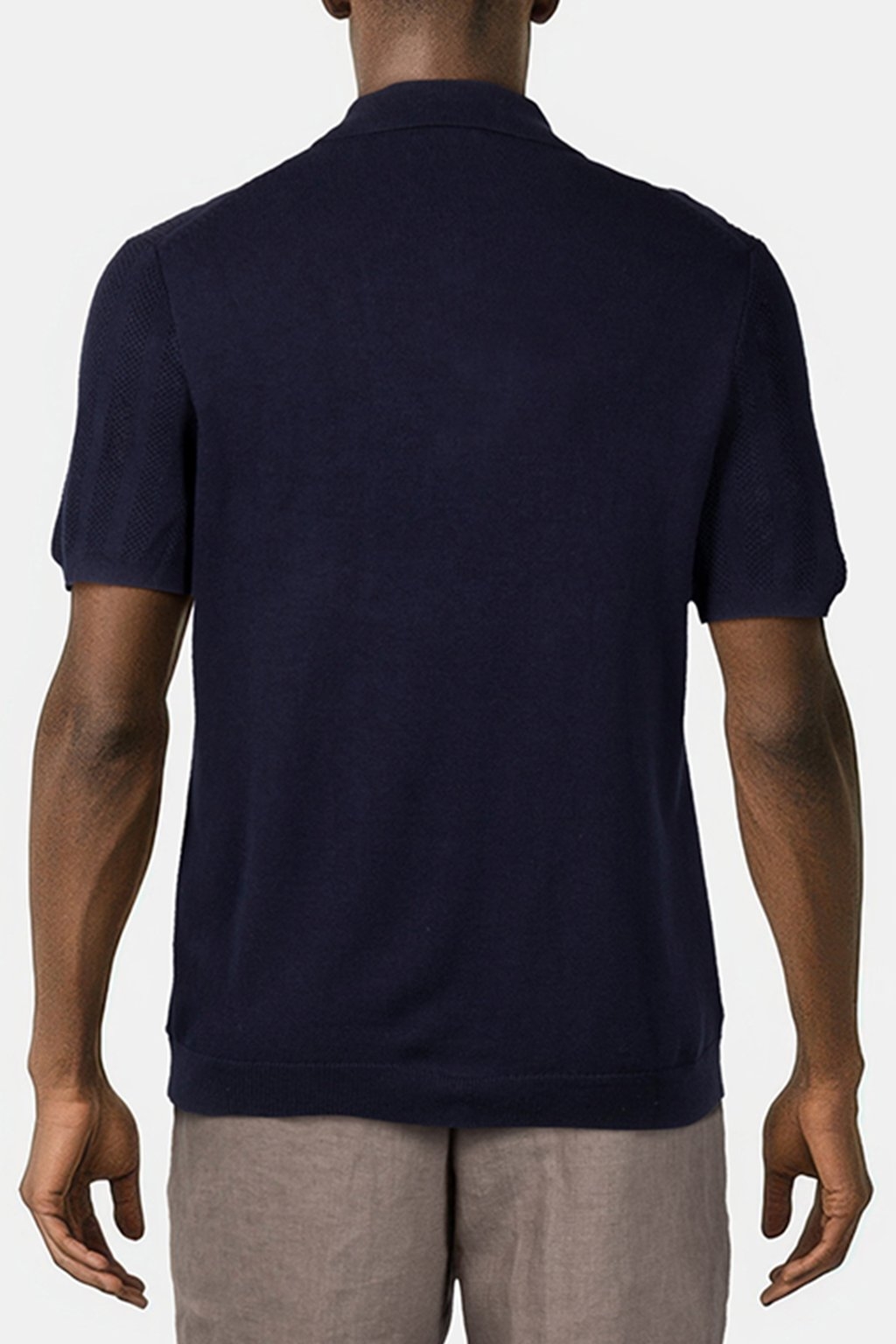 PATTERNED ZIP NECK POLO NAVY 2