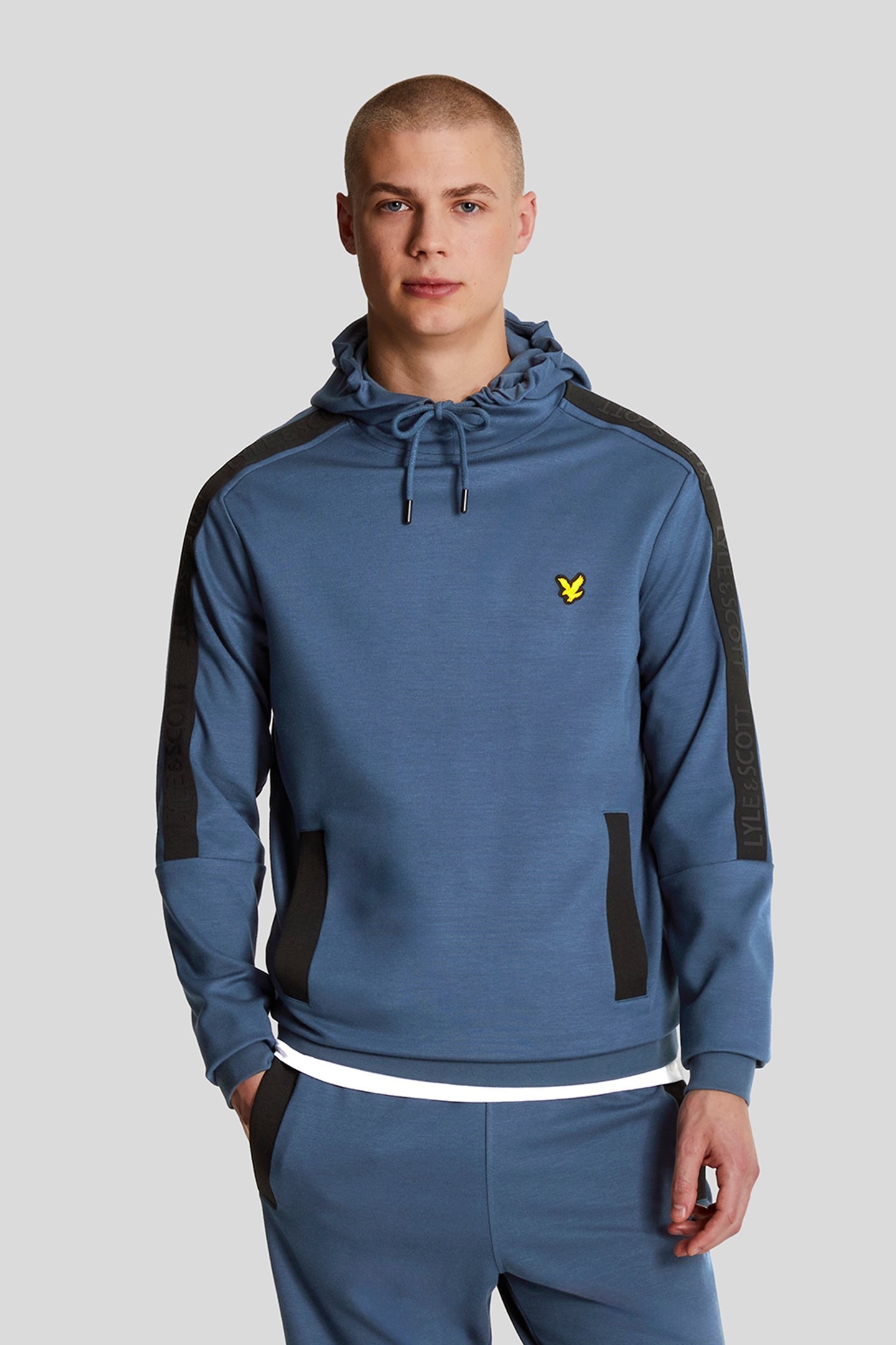 POCKET BRANDED SWEAT HOODIE LIGHT NAVY 1