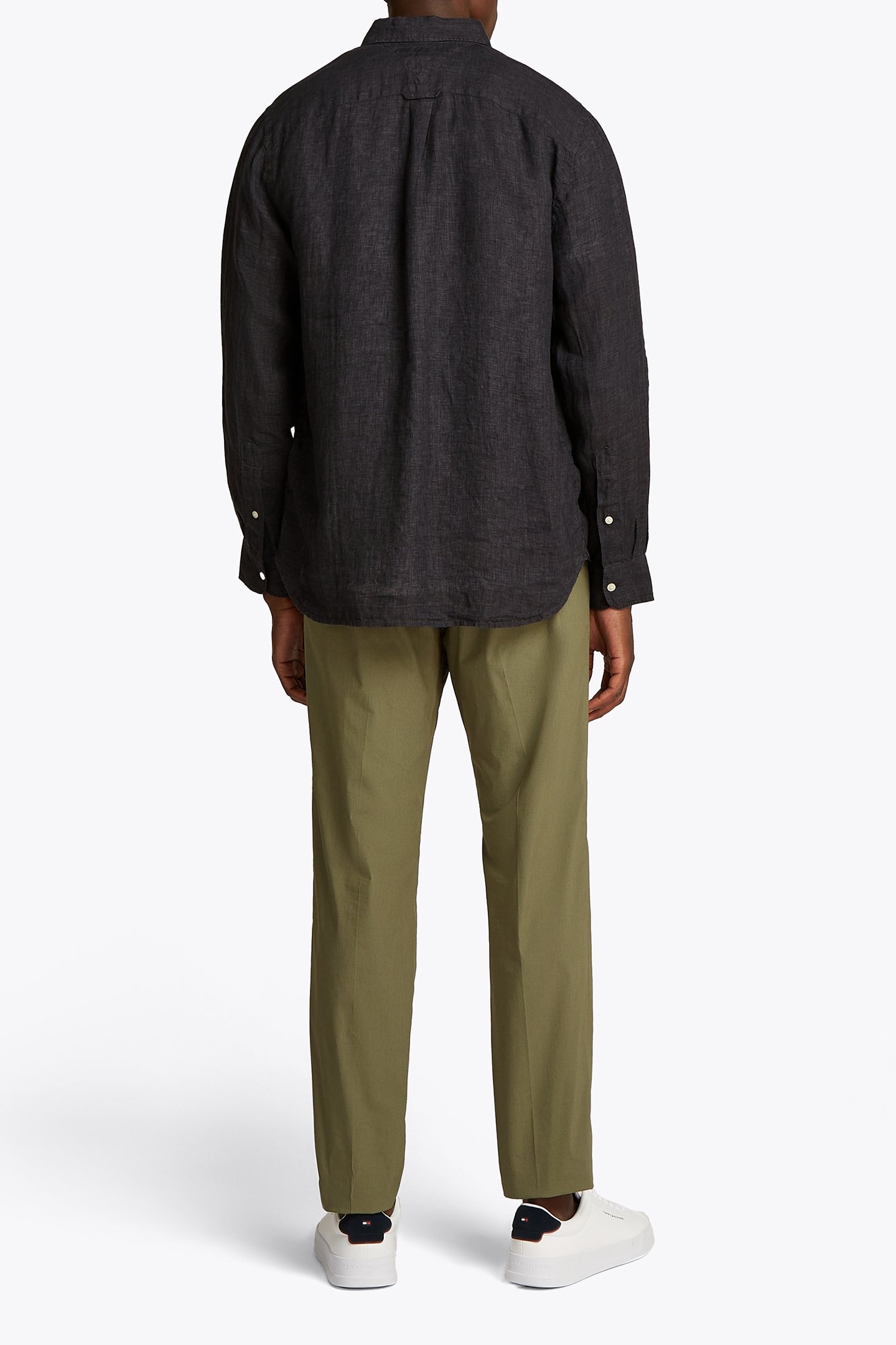 PIGMENT DYED LINEN SOLID CASUAL FIT LONG SLEEVE SHIRT BLACK 3