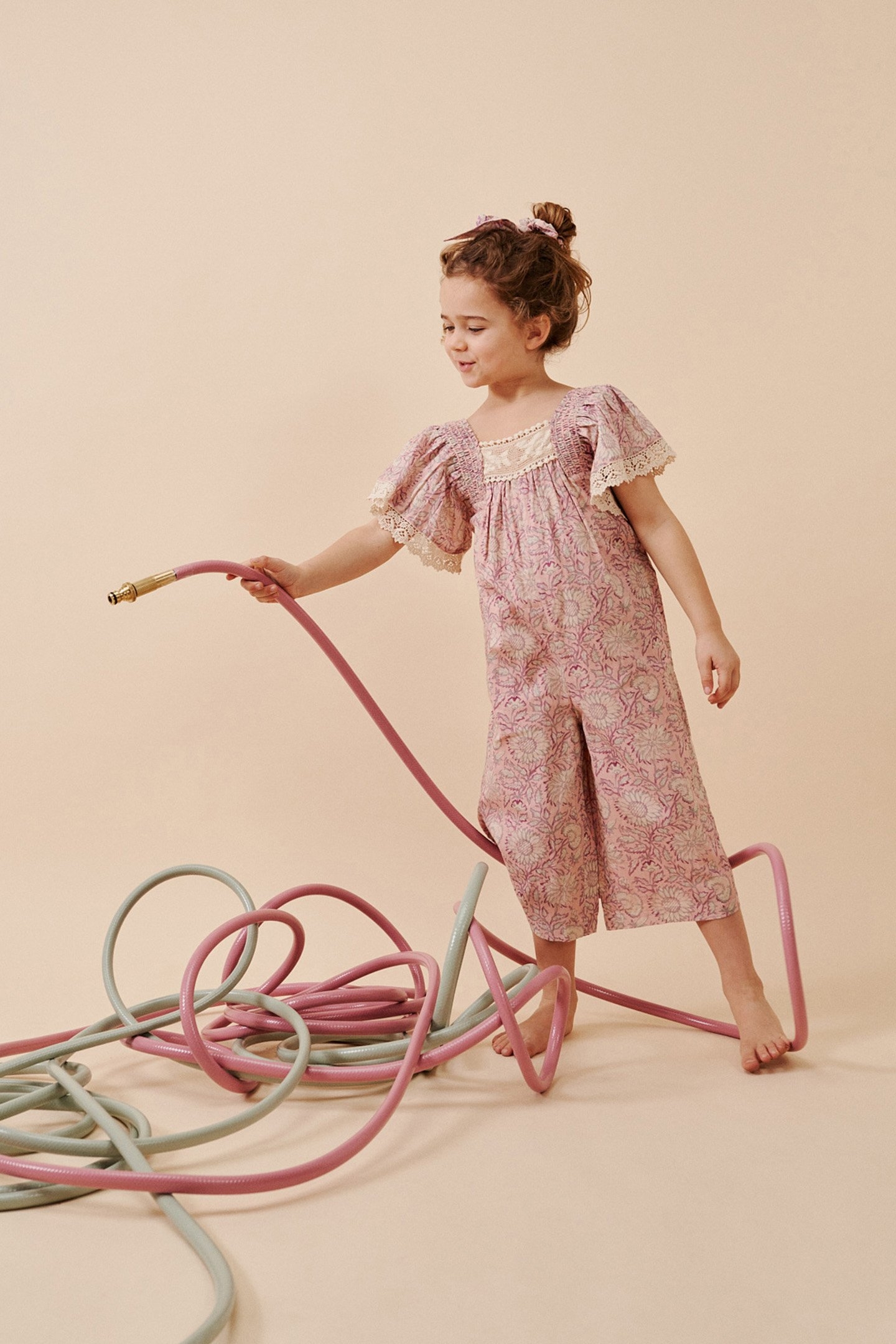 OVERALLS IRENE PINK DAISY GARDEN 3