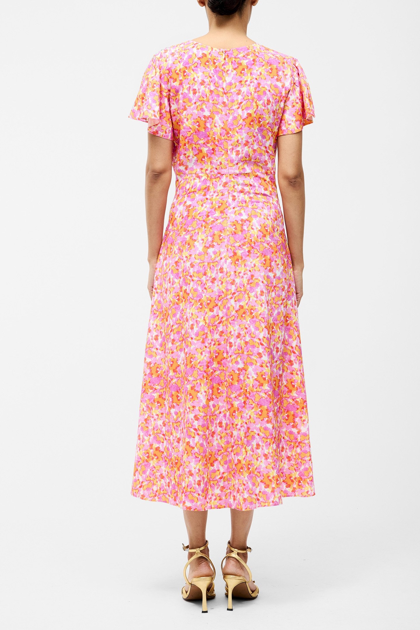 CASS BUTTON DRESS PERSIMMON MULTI 2