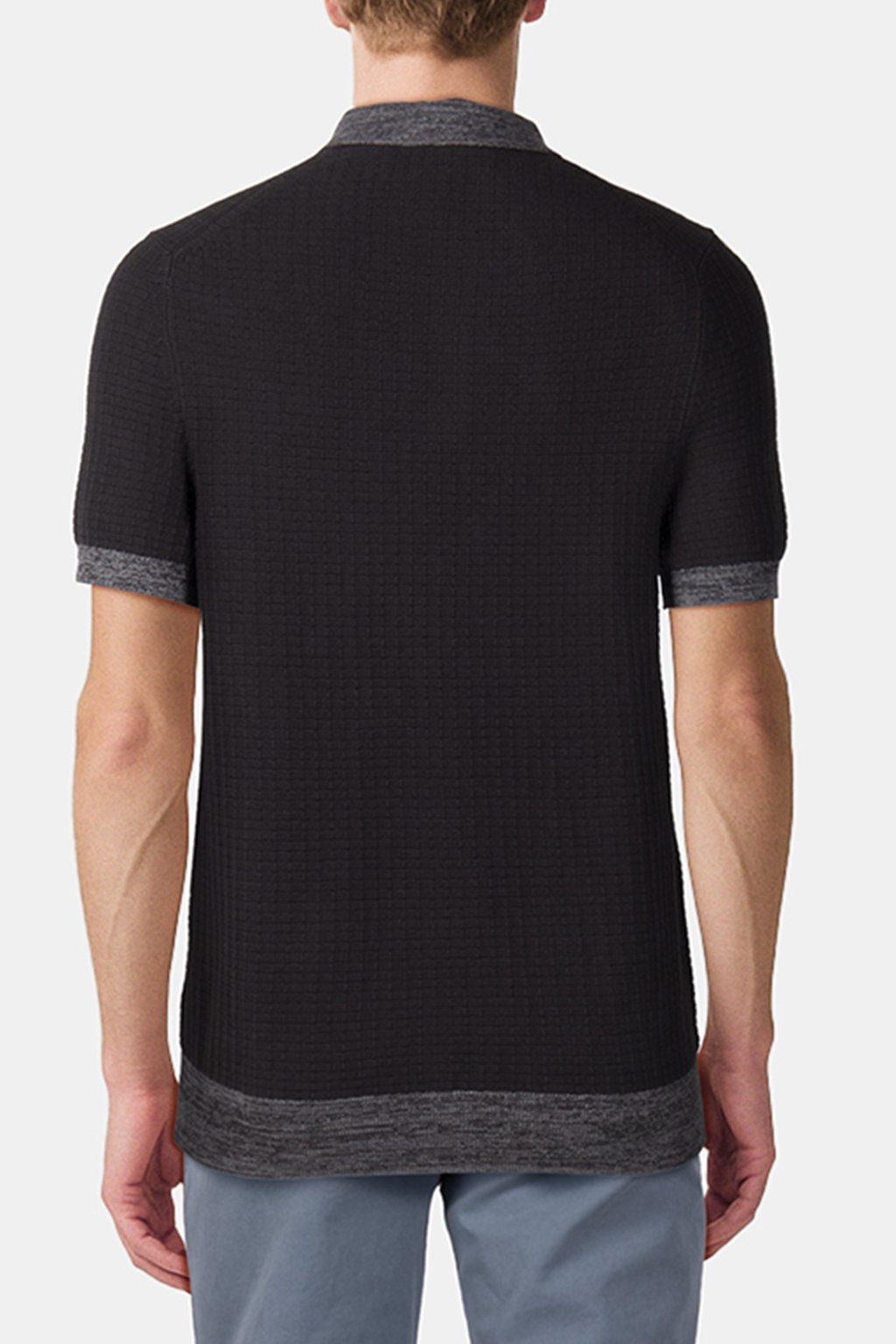MARLED RIB SWEATER SS POLO BLACK GREY 2