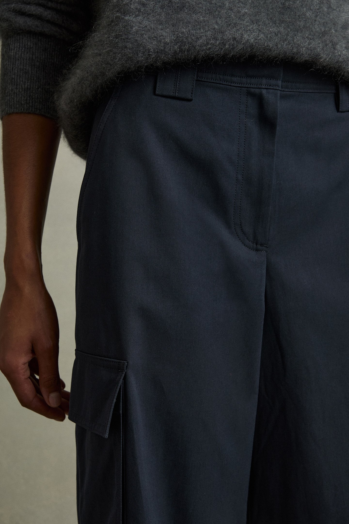 AVA WIDE LEG COMBAT TROUSER NAVY 5