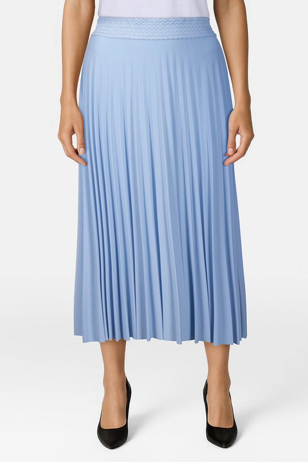 MIDI PLISSEE SKIRT RECYCLED COTTON BLUE 1