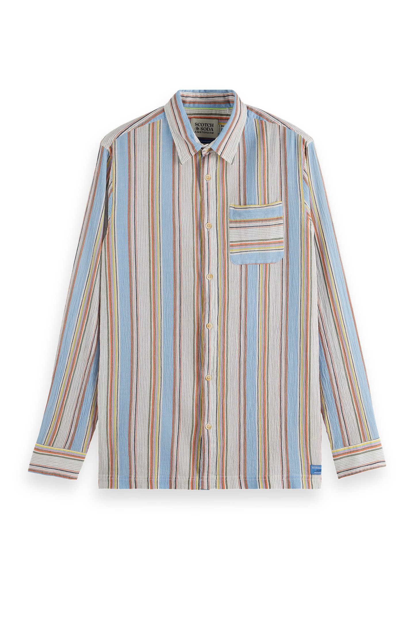 REGULAR FIT CRINKLE STRIPE SHIRT MULTI STRIPE 1