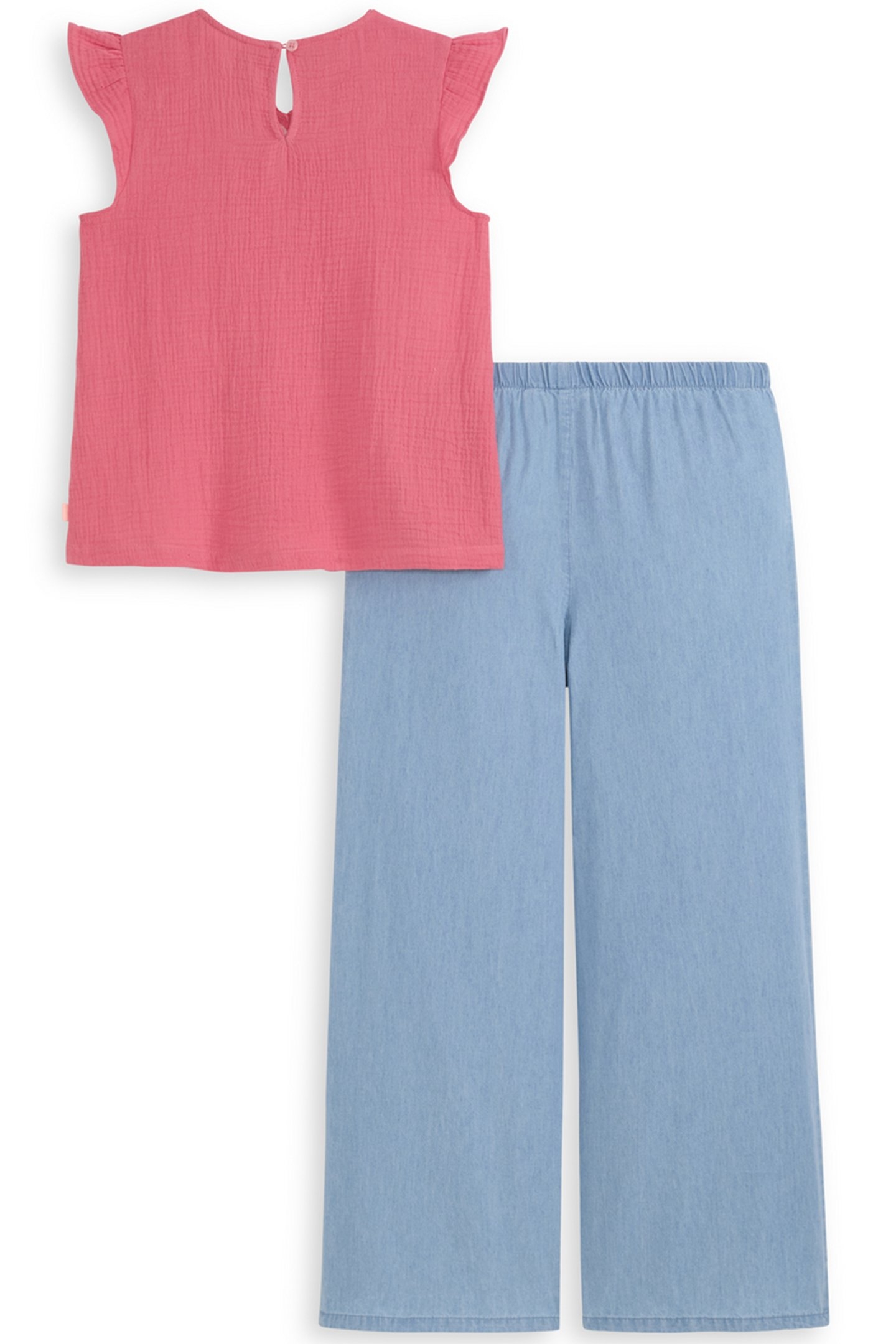 S&S BIG GIRLS 2PC FASHION TOP & DENIM PANT SET PINK/BROWN 2