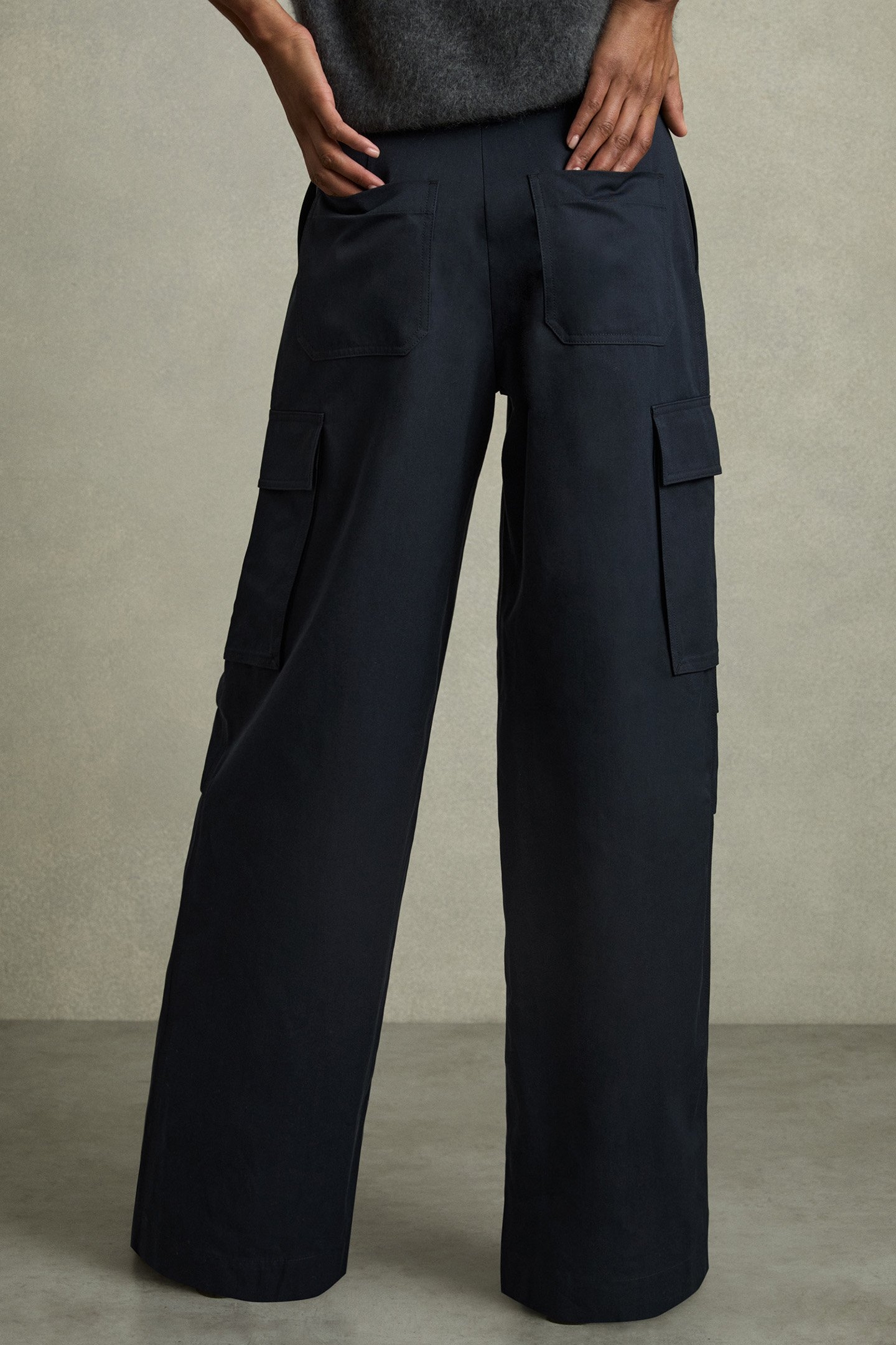 AVA WIDE LEG COMBAT TROUSER NAVY 2
