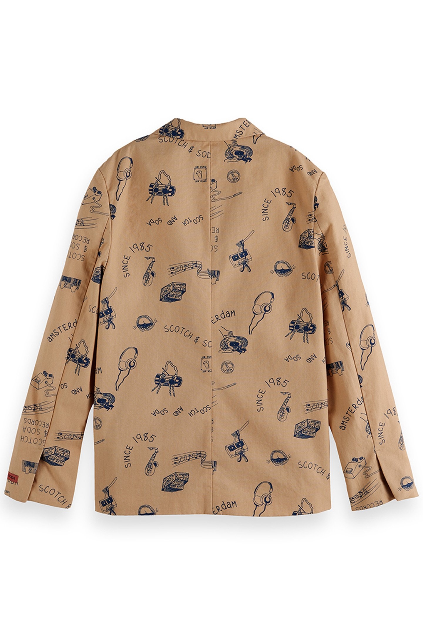 BOYS PRINTED BLAZER LT PASTEL BROWN 2