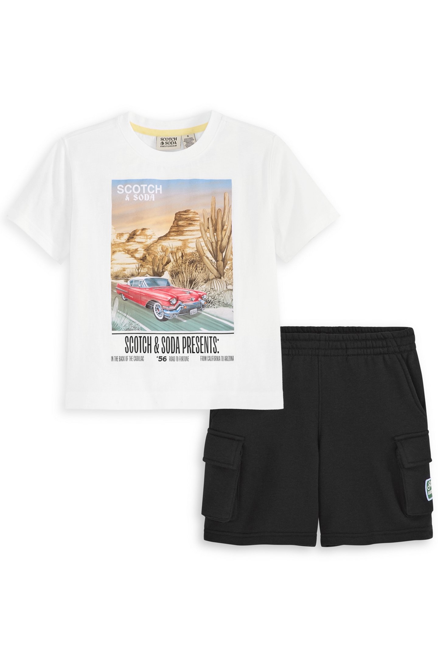 2PC BOYS JERSEY/FLEECE T-SHIRT & SHORT SET WHITE TRADITIONAL 1