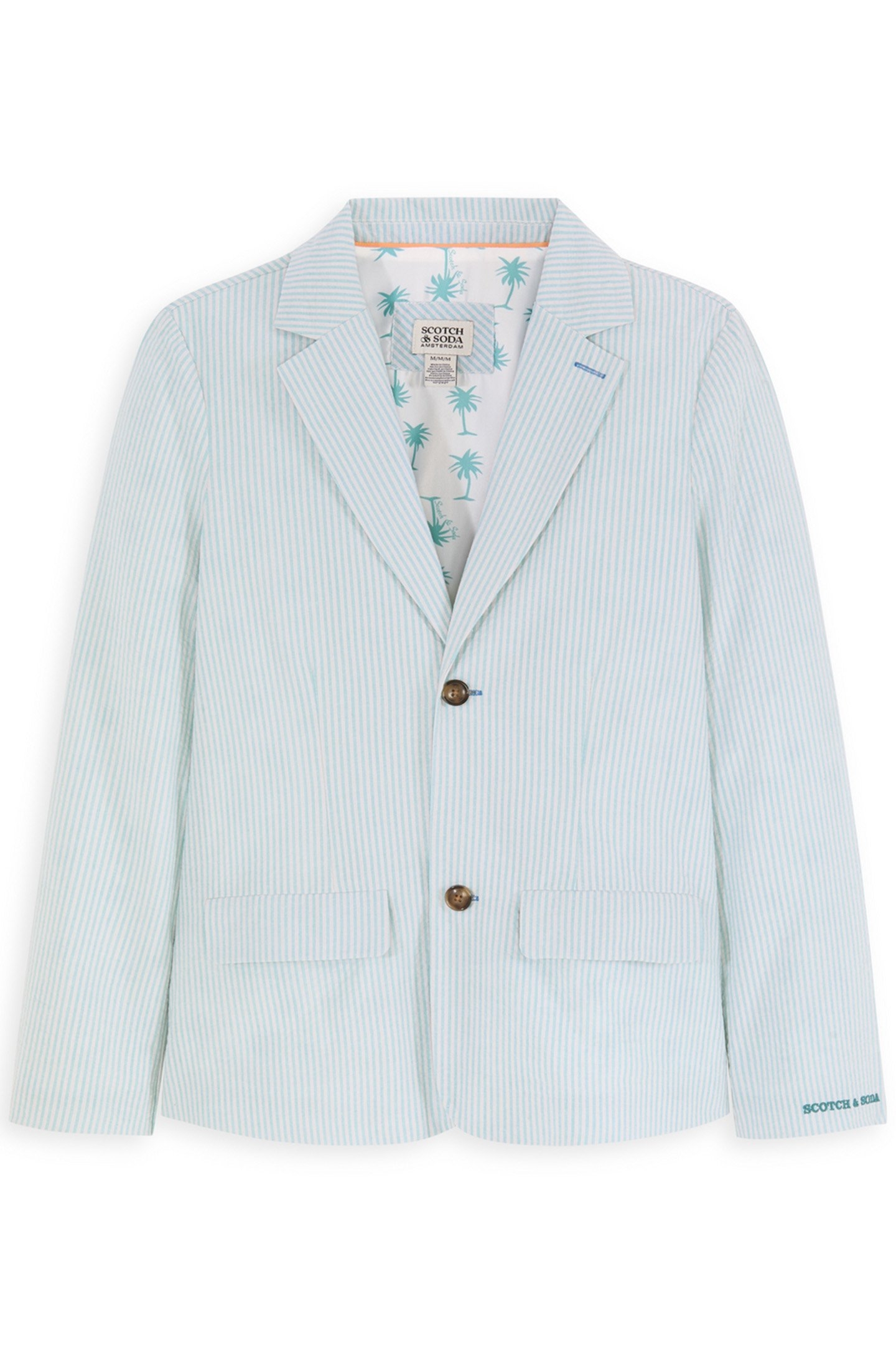 2PC BOYS YD SEERSUCKER JACKET & PANT SUIT SET BLEACHED AQUA 3