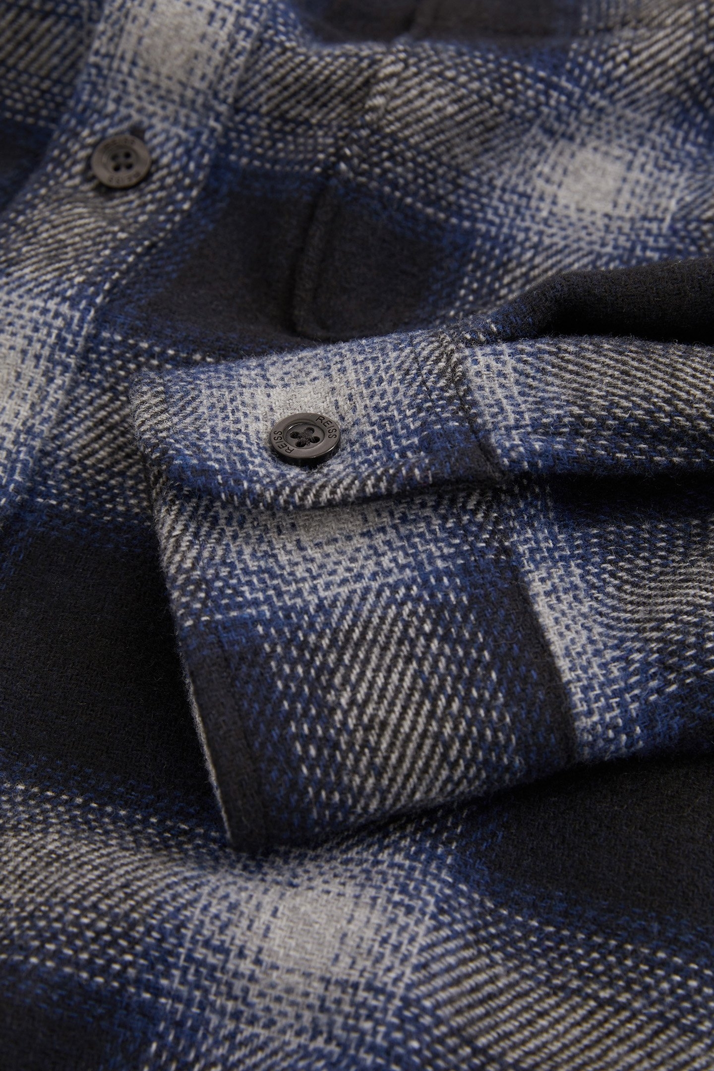 CROSBY LS WOOL CHECK PATCH POCKET OVERSHIRT NAVY MULTI 7