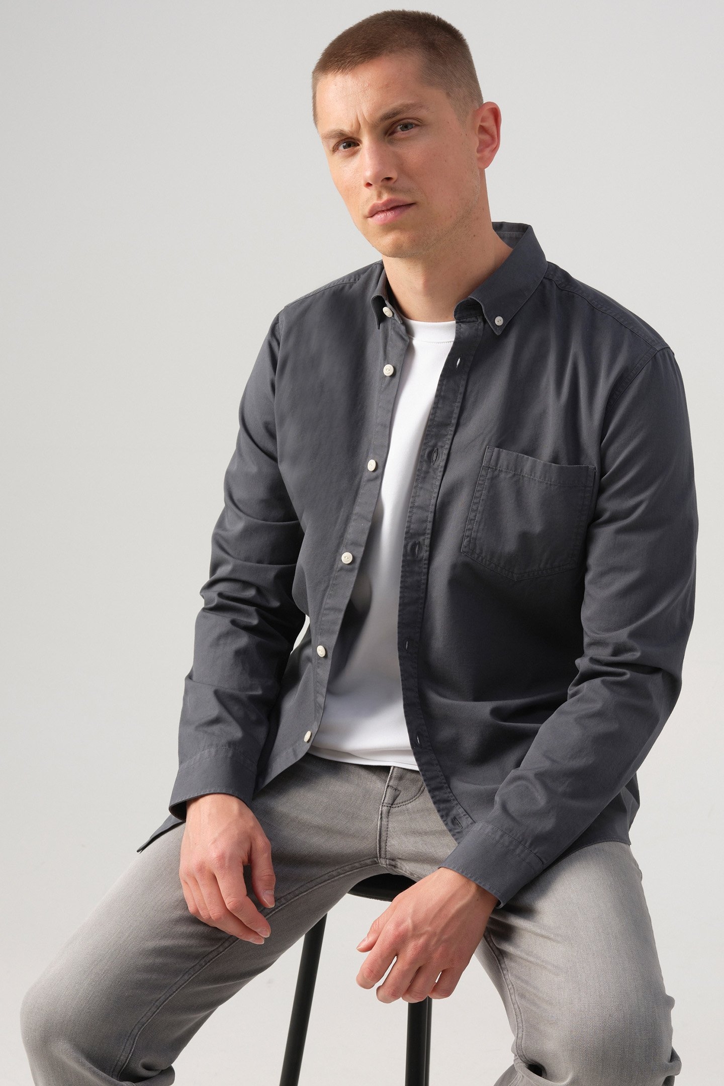 REXTON CASUAL OVERHEMD LM OMBRE BLUE 3