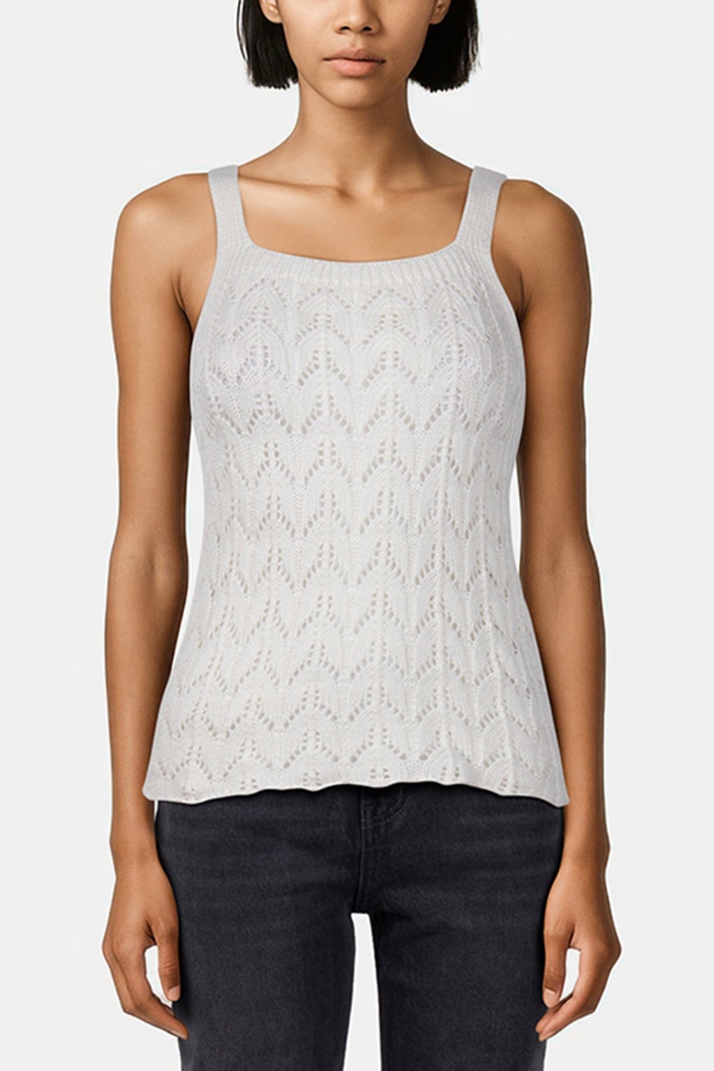 AJOUR KNIT LOOSE FIT T-SHIRT WHISPER WHITE 1