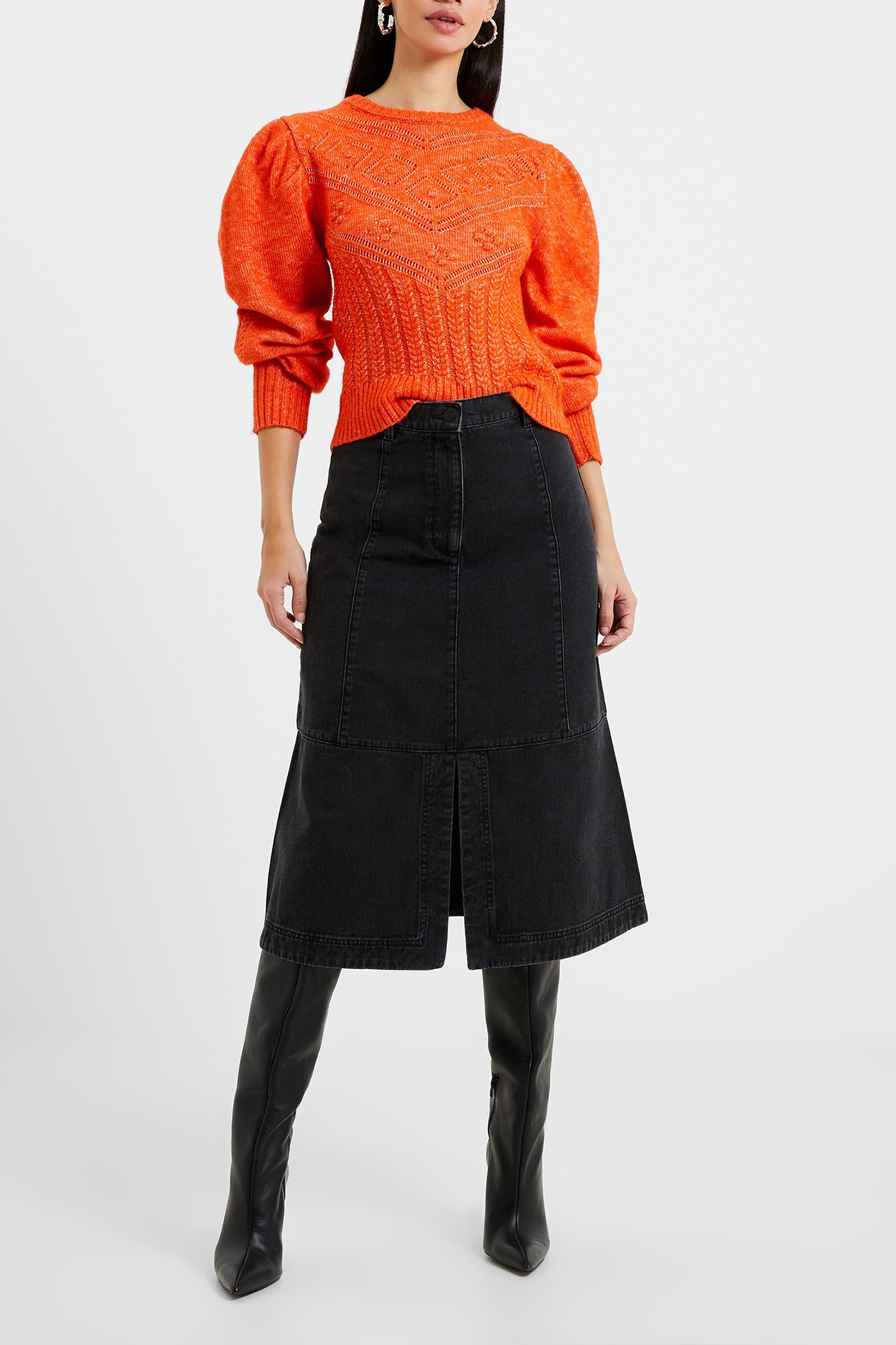 DENVER DENIM MIDI SKIRT VINTAGE BLACK 2