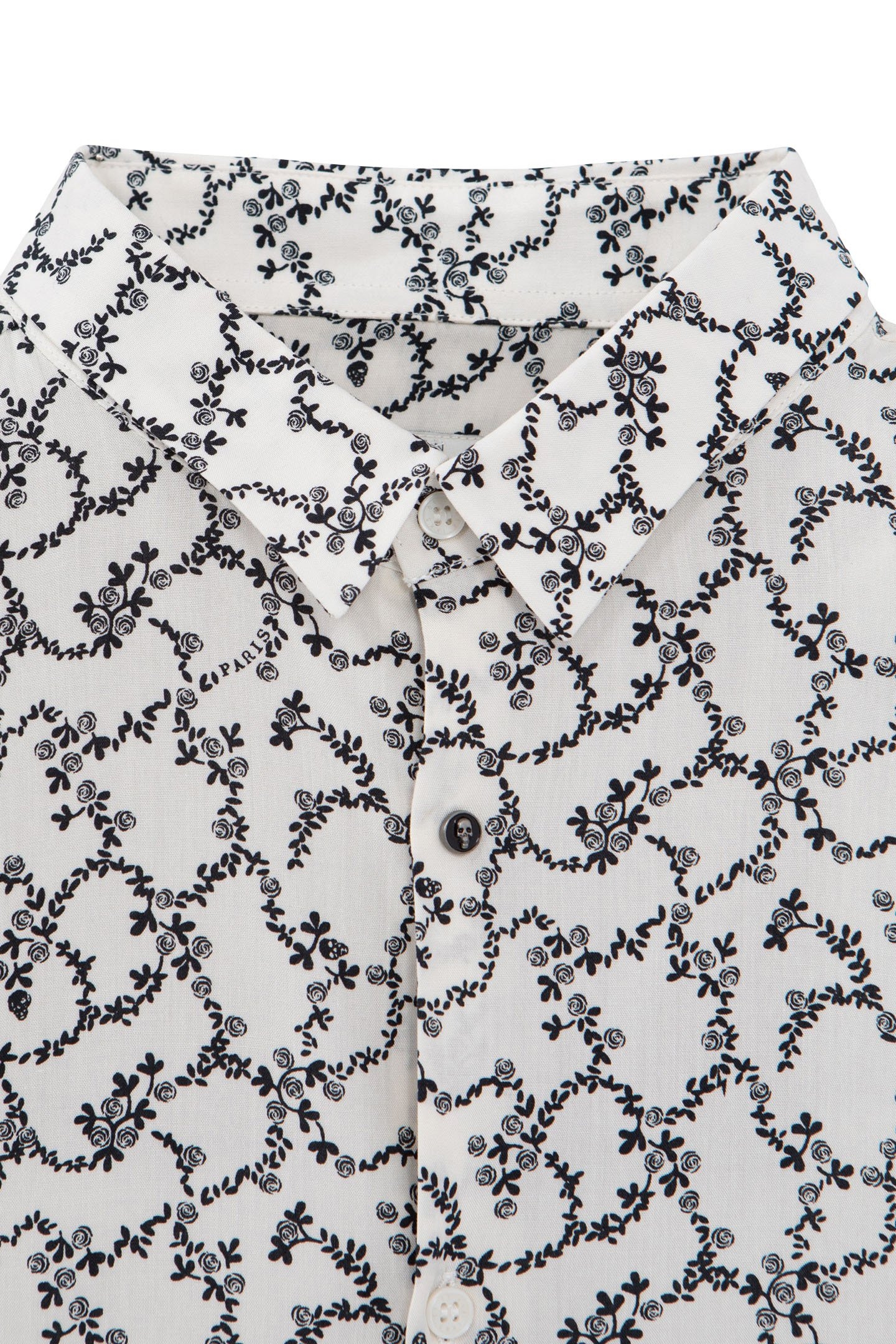 SLIM CHALK SHIRT WITH SKULL AND FLOWERS PRINT 6