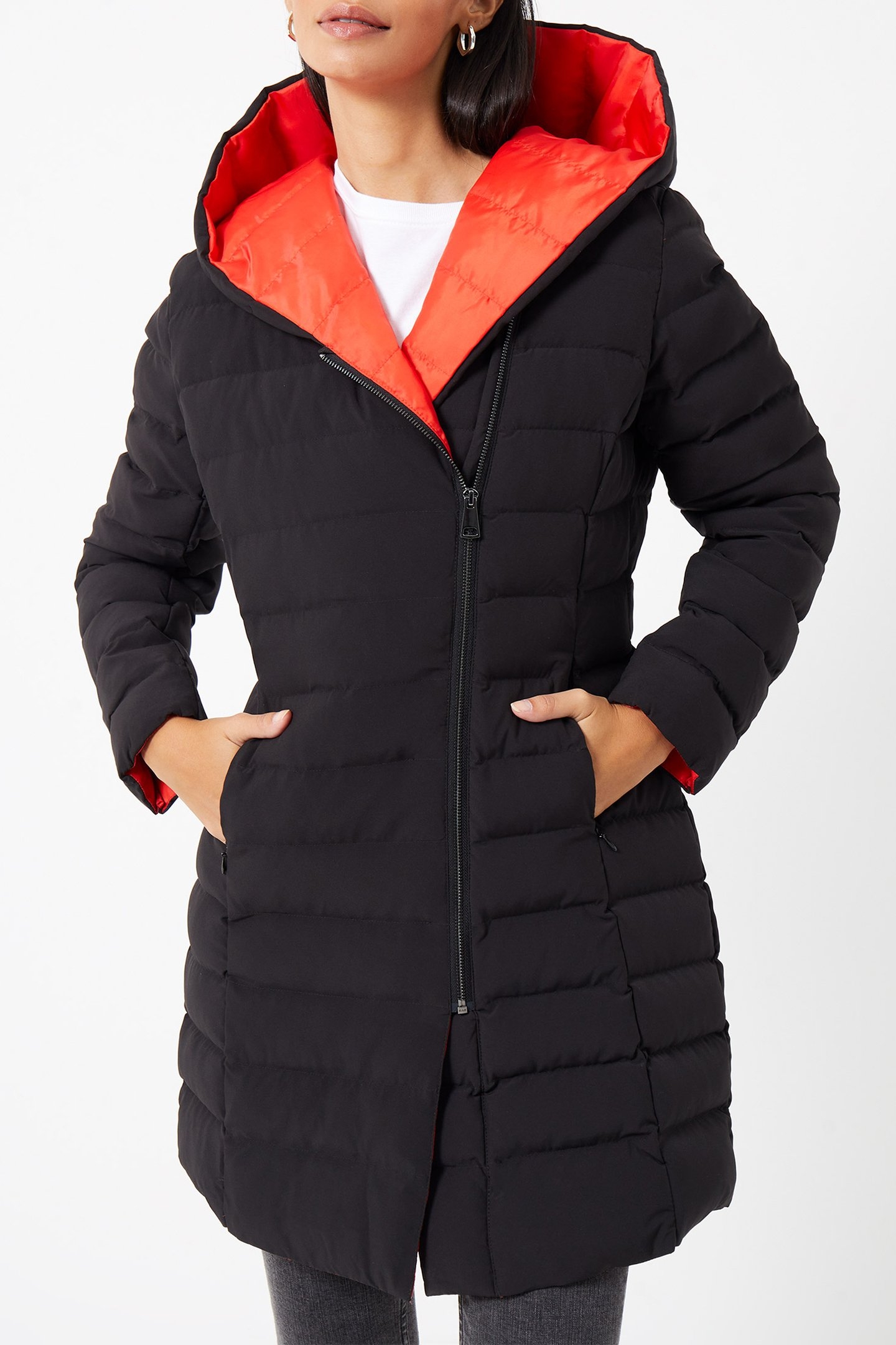 IOLANI MIDI PUFFER COAT BLACK/SETTING SUN 1