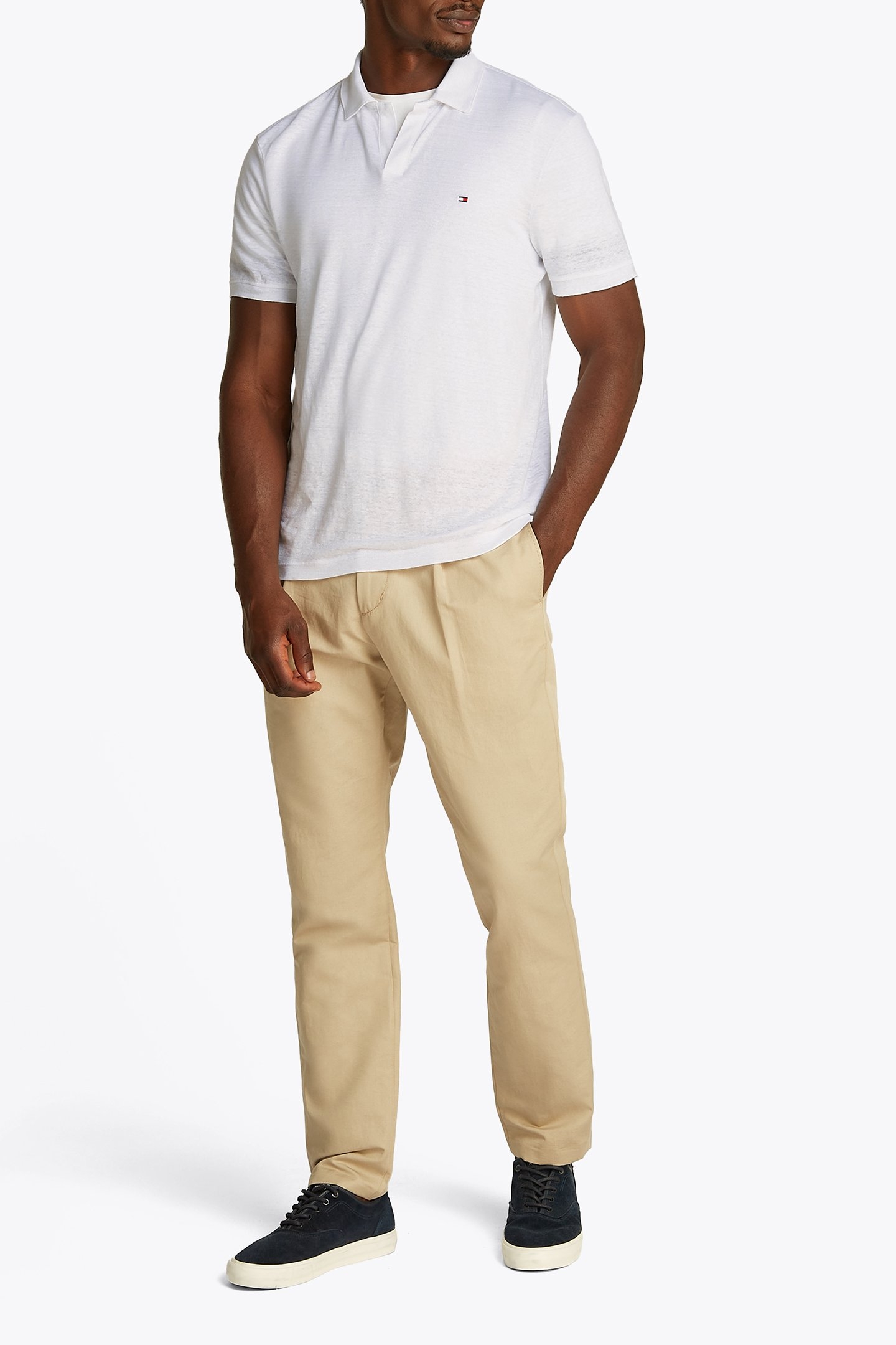 PURE LINEN REG POLO WHITE 2