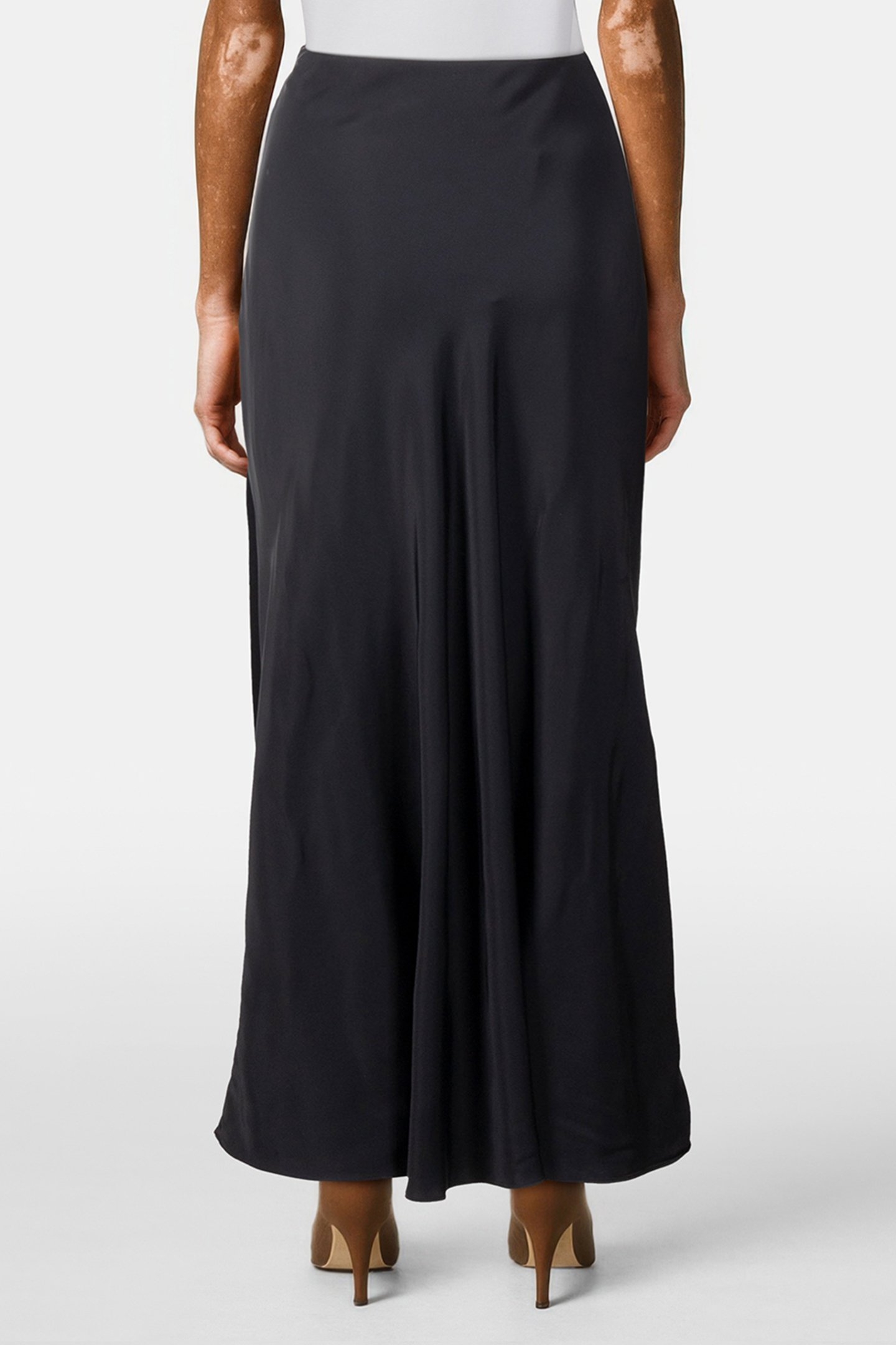 ENNIS SATIN SKIRT UK LGTH BLACK 2