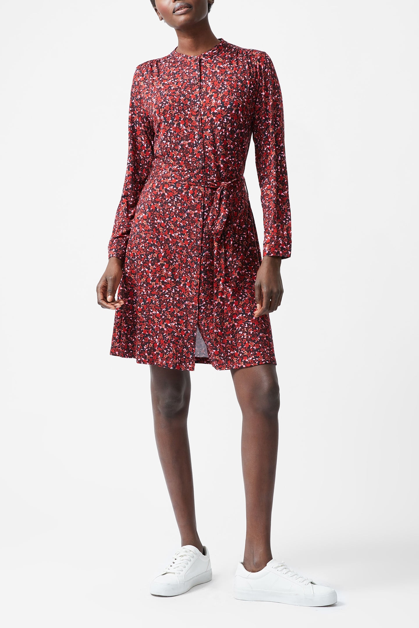 CLARA HENLEY SHIRT DRESS M BLACKOUT MULTI 1