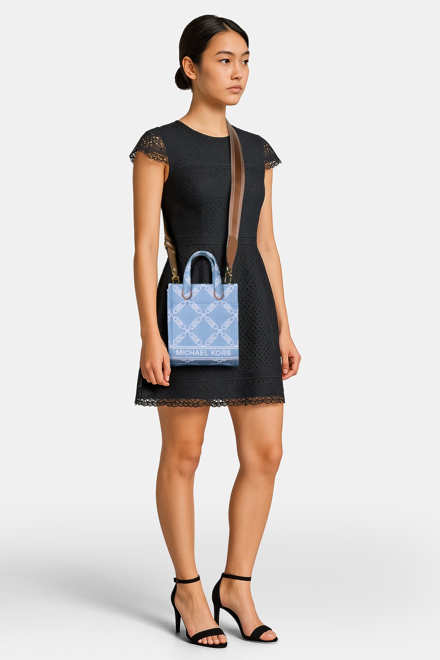 EXTRA SMALL CROSS BODY SHOPPER TOTE BAG IN DENIM 3