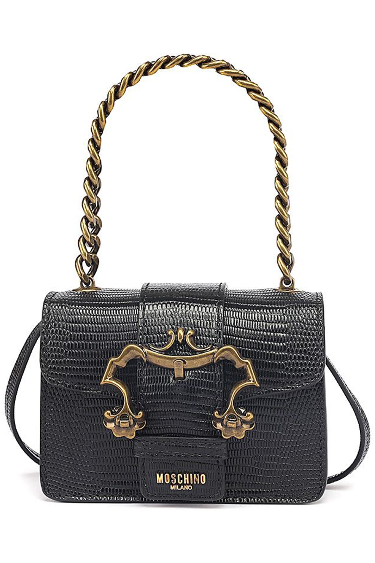BAROQUE BUCKLE HANDBAG WITH TEJUS PRINT BLACK 1