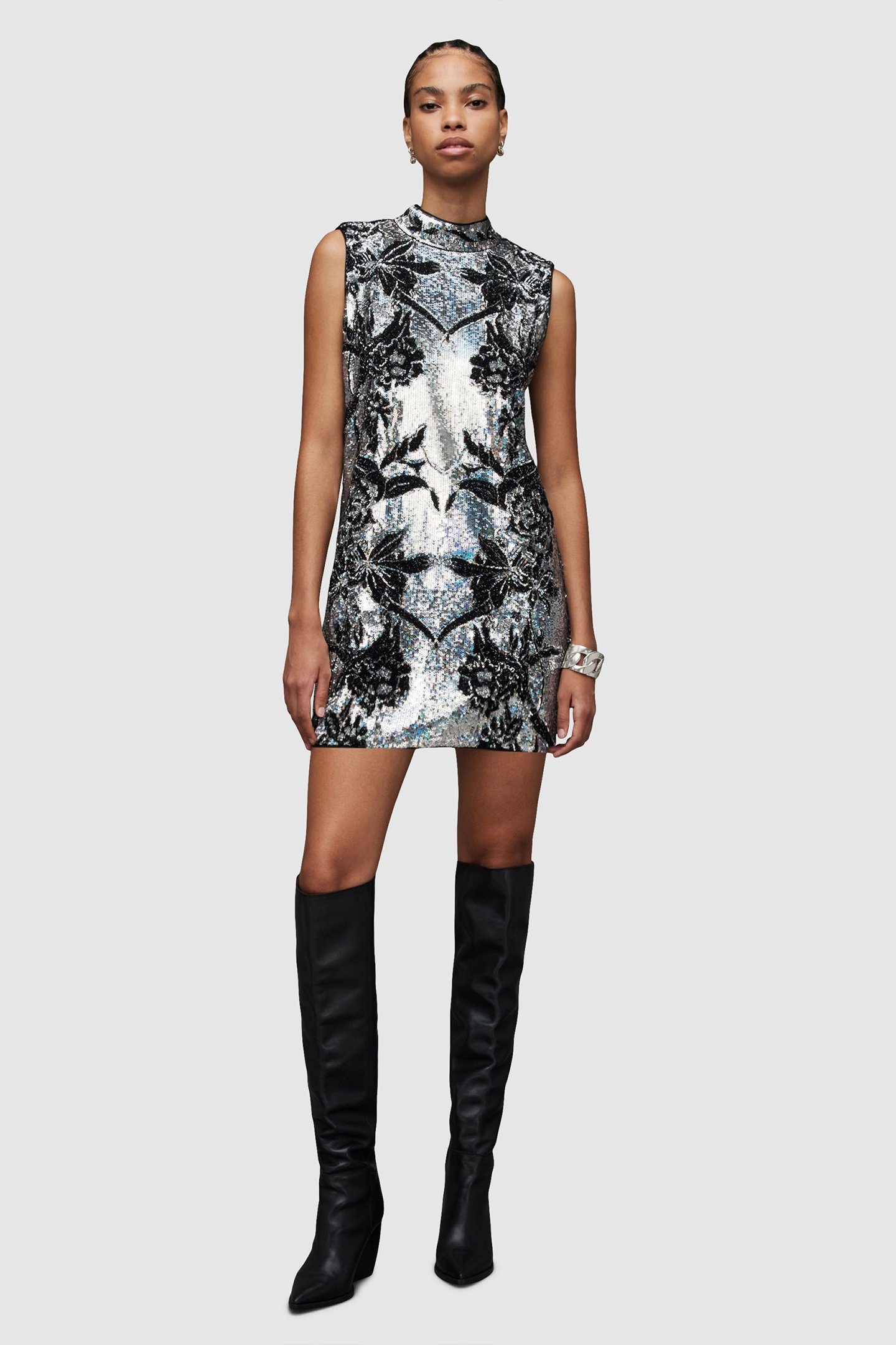 HARPER EMB MINI DRES SILVER 3