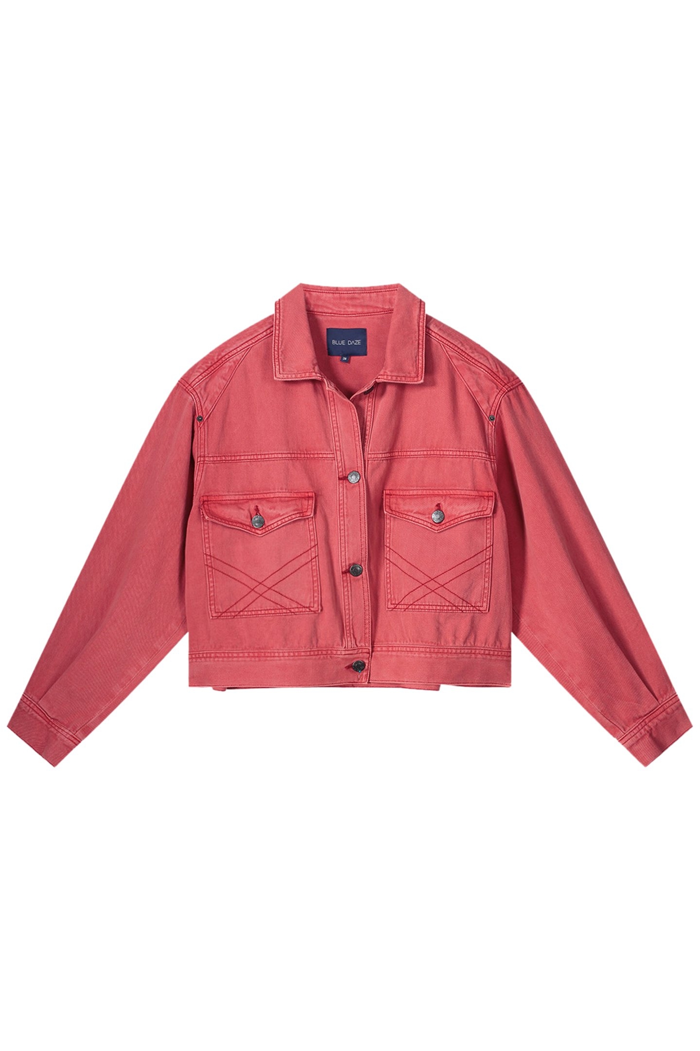 BOXY DENIM JACKET COLOURED DENIM REDS 3