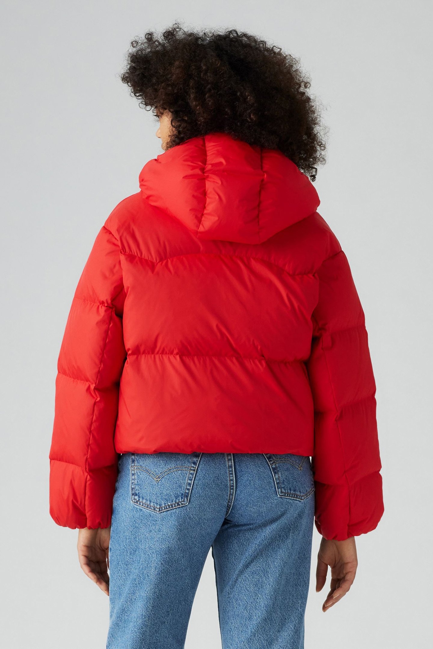 WESTERN BUBBLE SHORTY PUFFER COAT IN RED 2