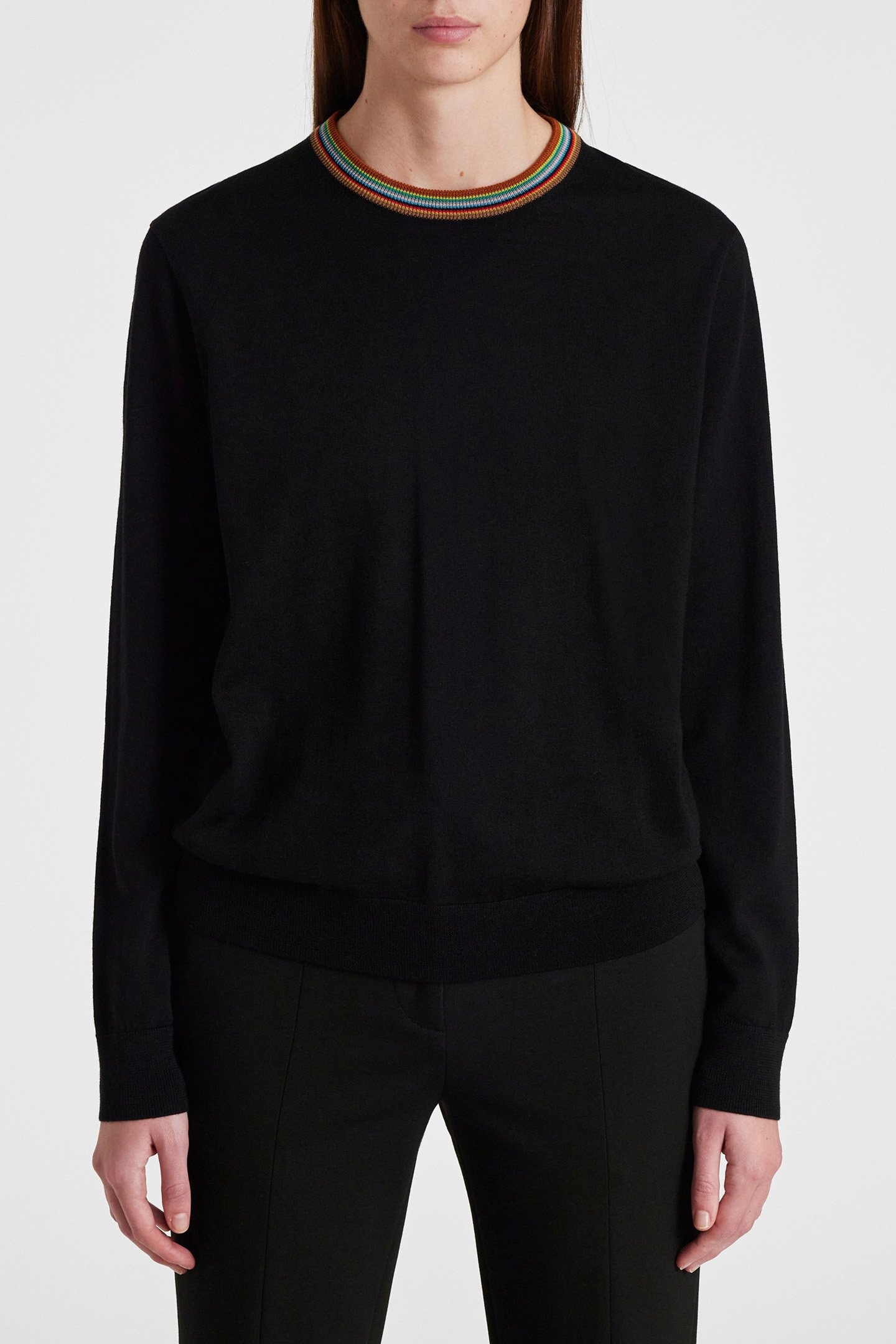 WOMENS KNITTED SWEATER CREW NECK BLACK 1