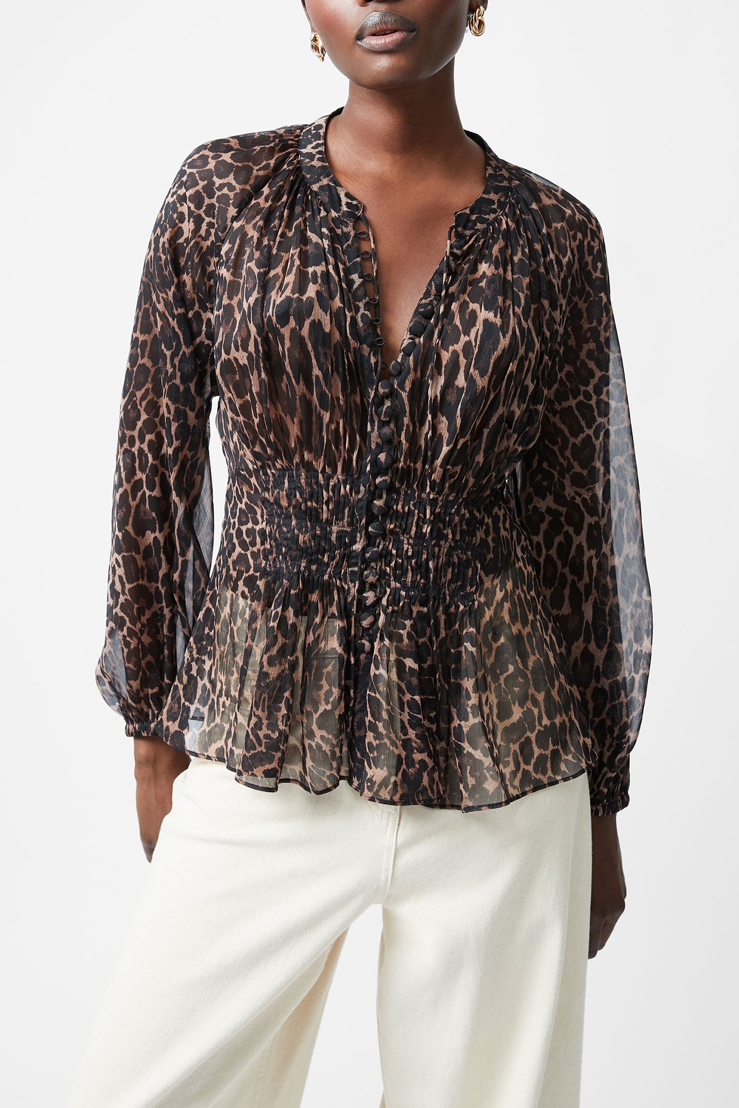 EMINA CHIFFON LEOPARD L/S TOP LEOPARD 1
