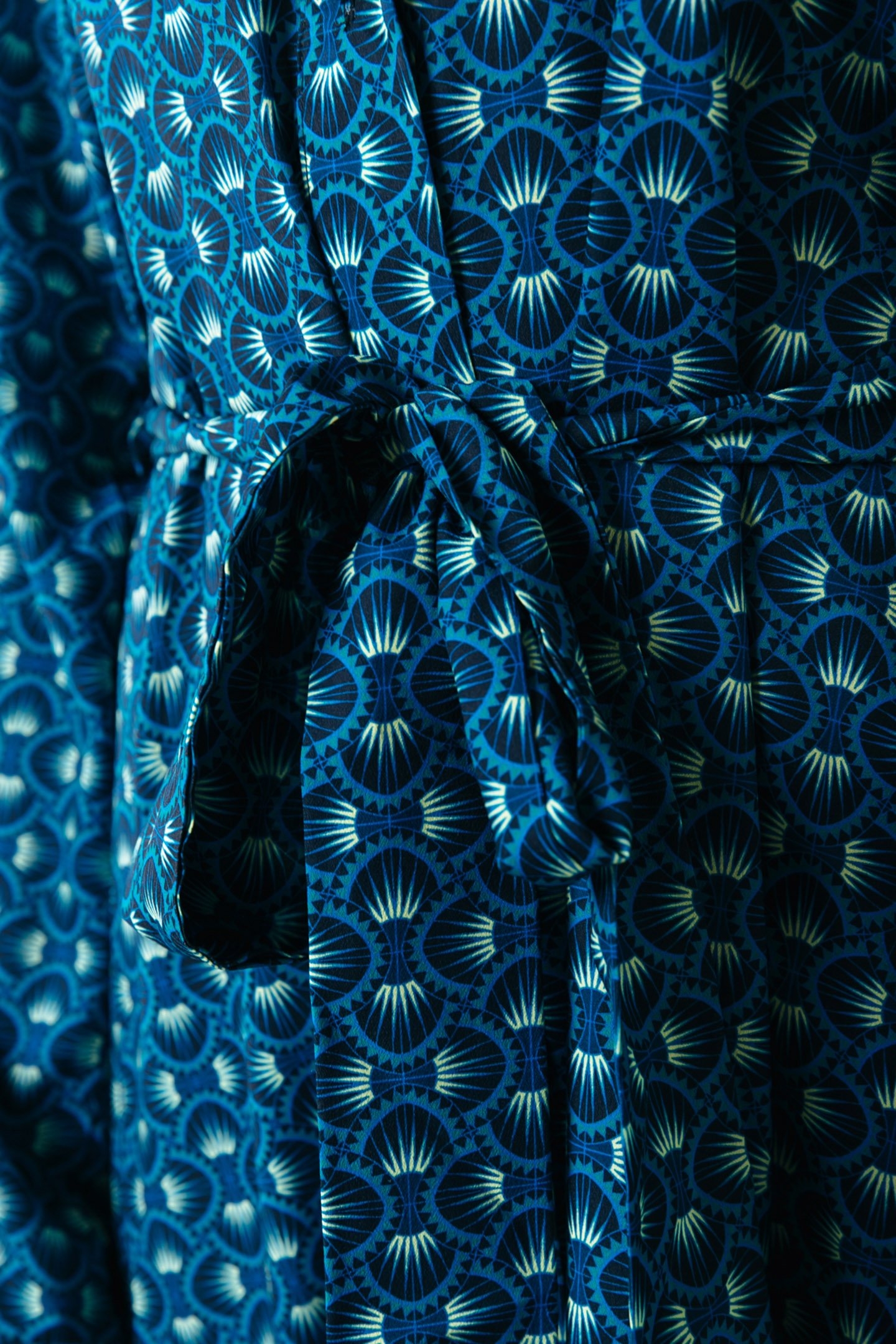 DESIREE GRAPHIC FAN MAXI SHIRT DRESS LS PINE GREEN 5