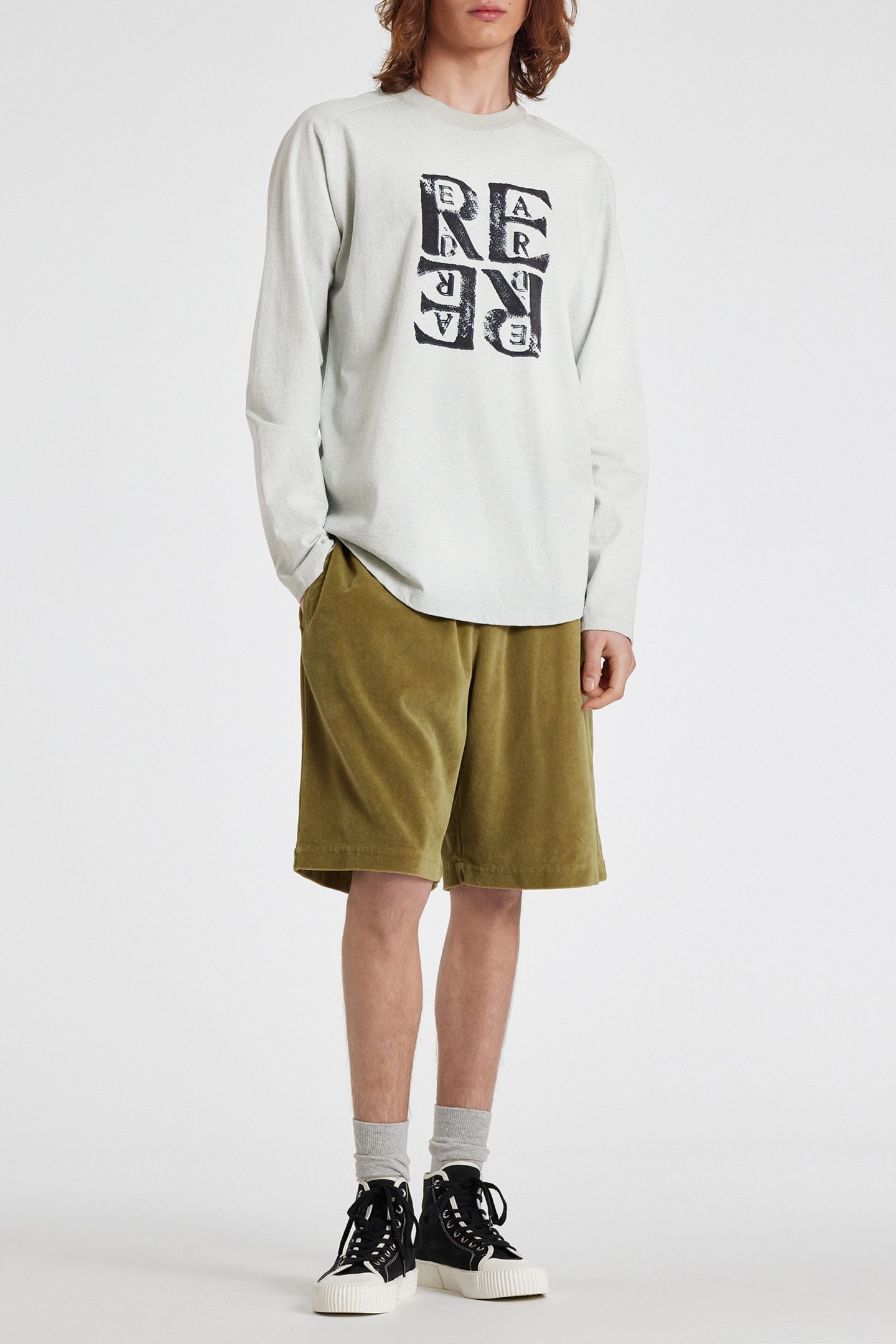 MENS GREY LS TSHIRT STAMP PRINT GREY BEIGE 3