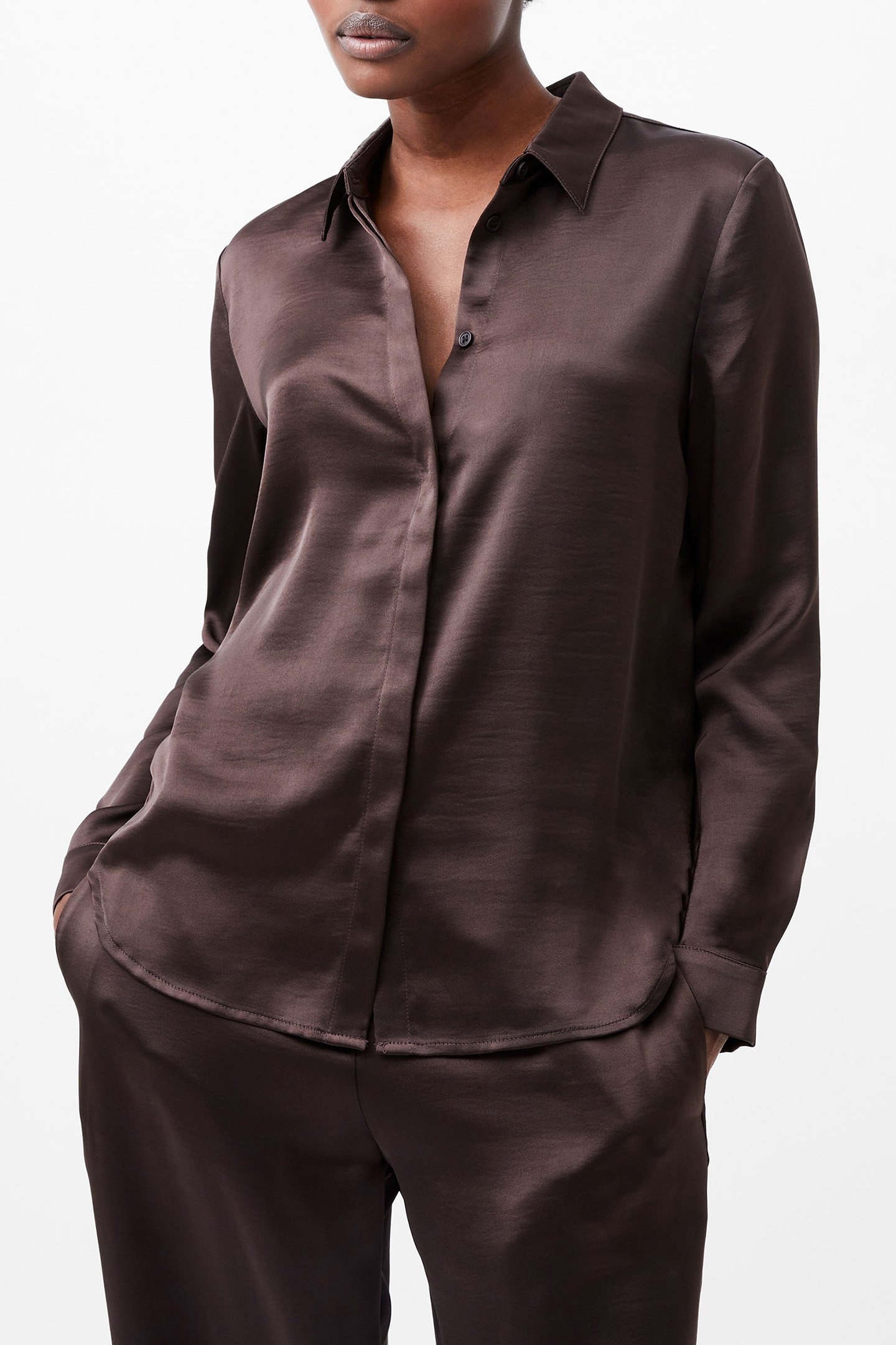 IRINA SATIN SHIRT CHOCOLATE GANACHE 1