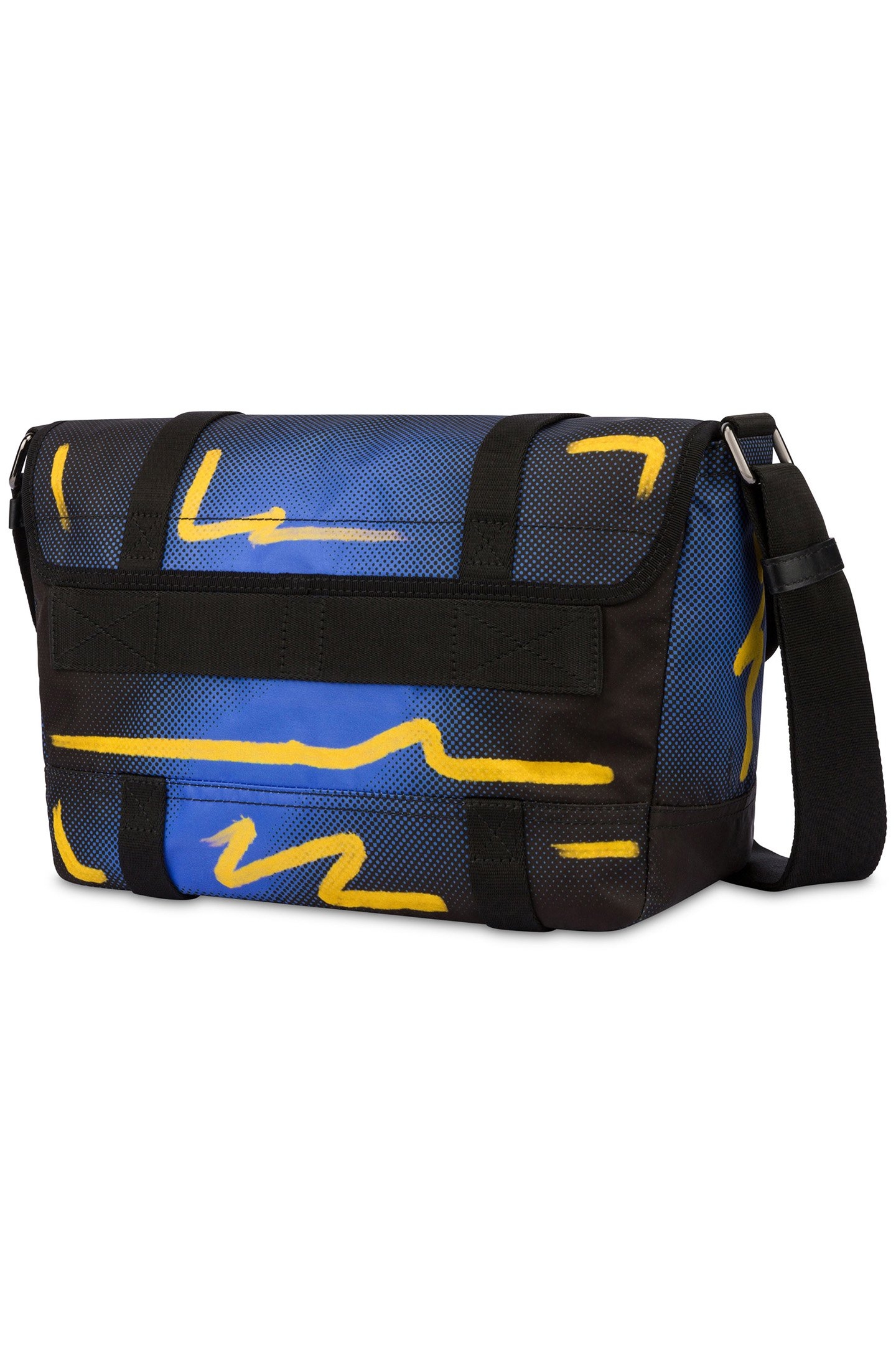 SHADOWS & SQUIGGLES NYLON MESSENGER BAG BLUE 2