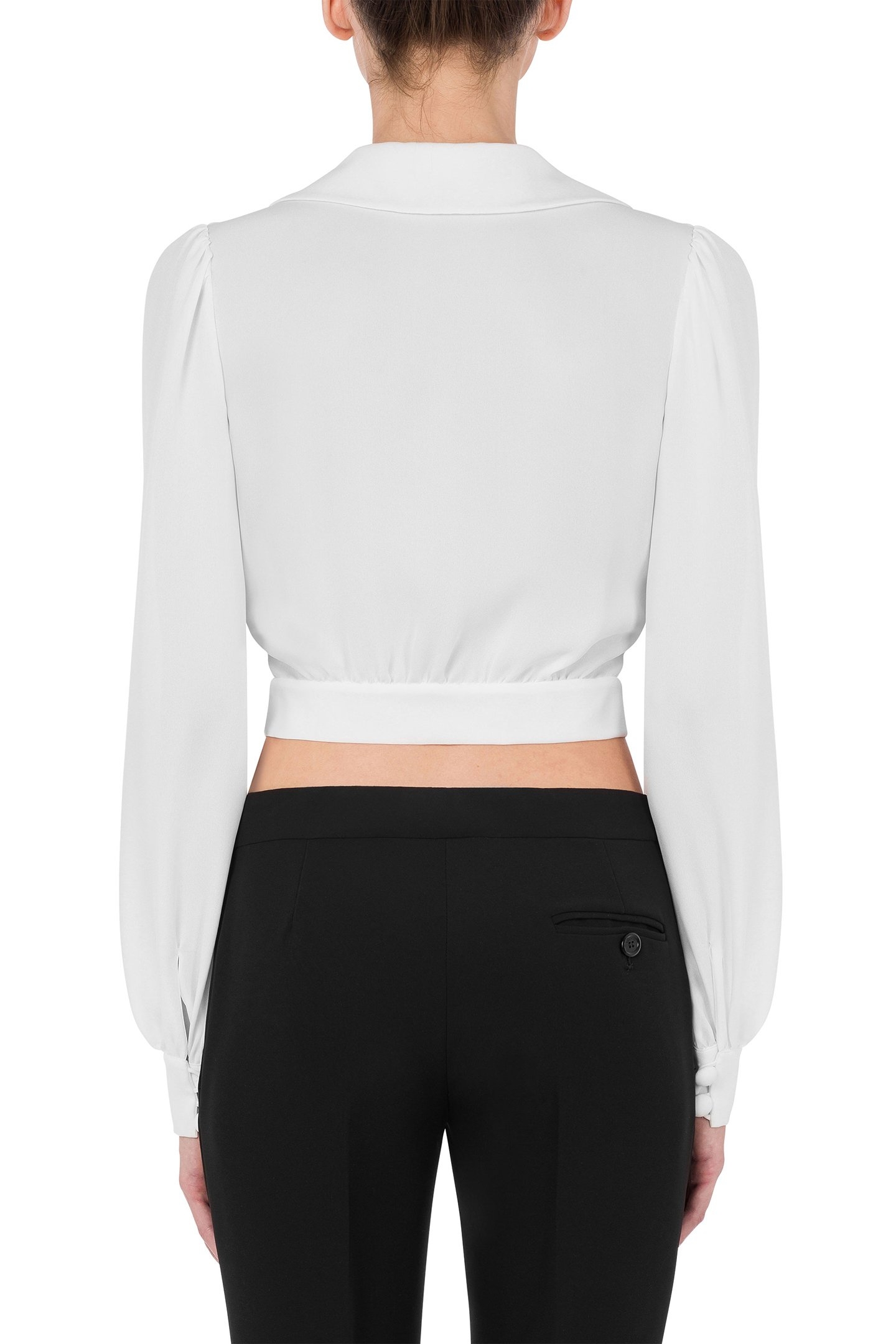 CROPPED SHIRT IN SILK CHARMEUSE WHITE 2
