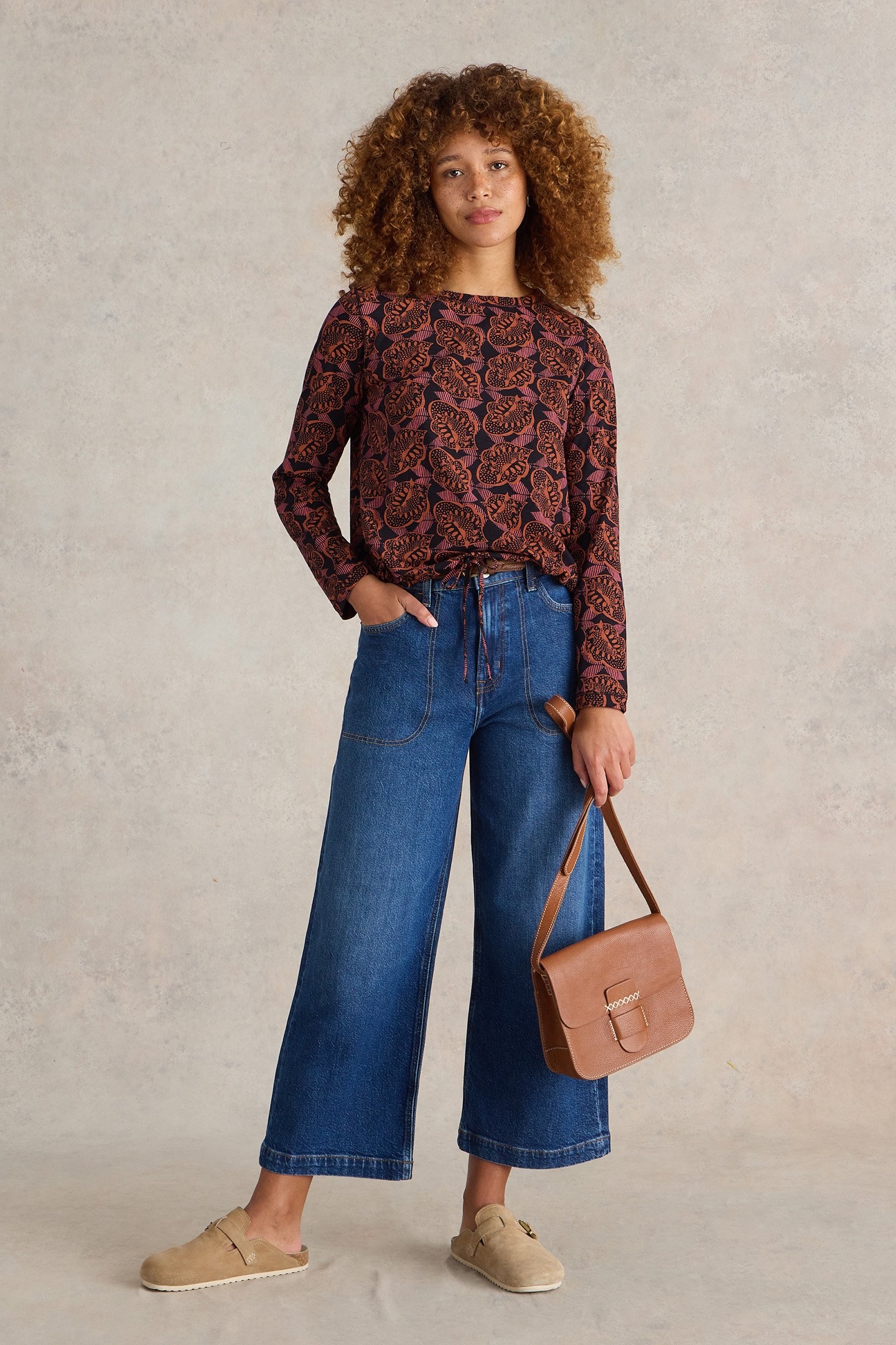 TASHA TIE HEM ORANGE PRINT 1