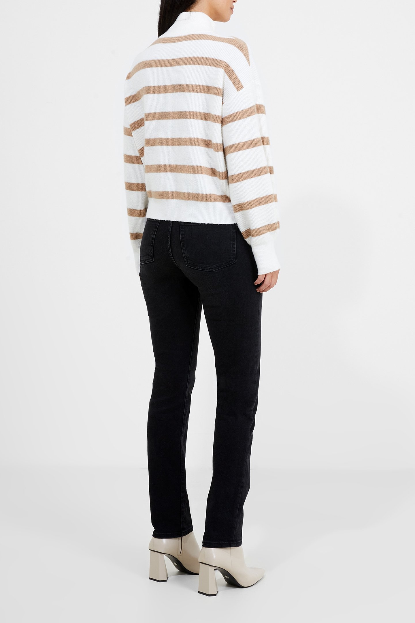 VHARI HALF ZIP JUMPER WINTER WHITE/CAMEL 3