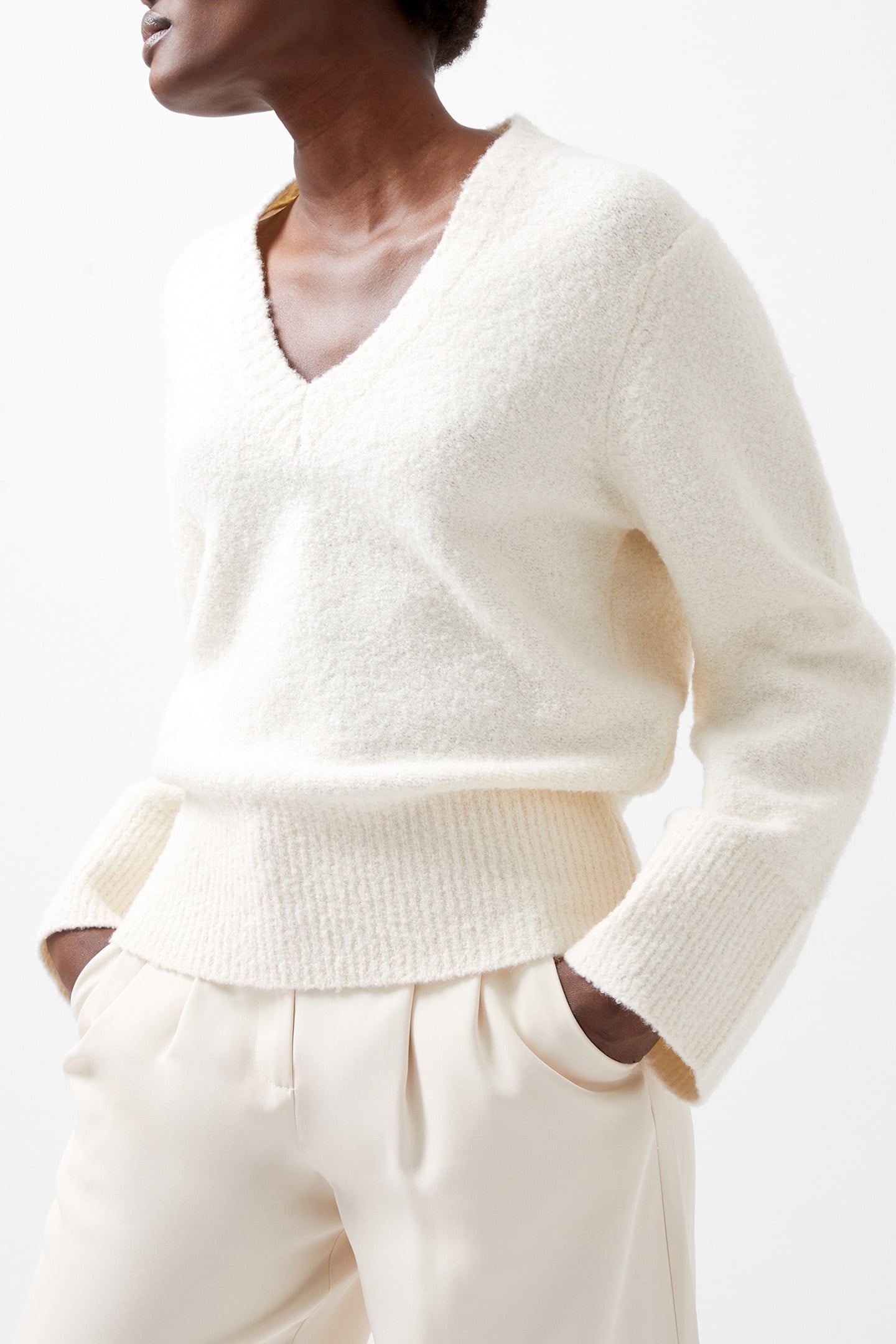 MELISSA BOUCLE V NK LS JUMPER PORCELAIN CREAM 1