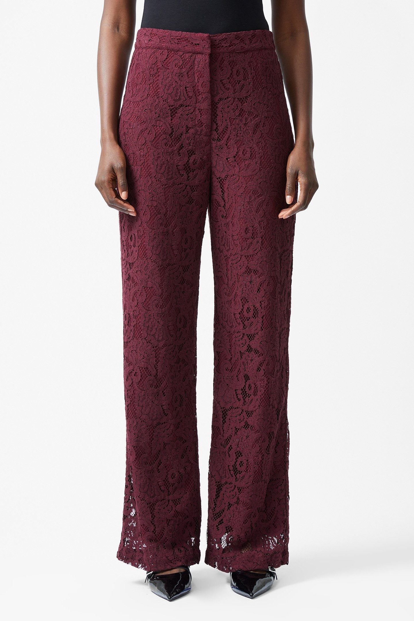 ASURA LACE FLARED TROUSER BURGUNDY RED 1
